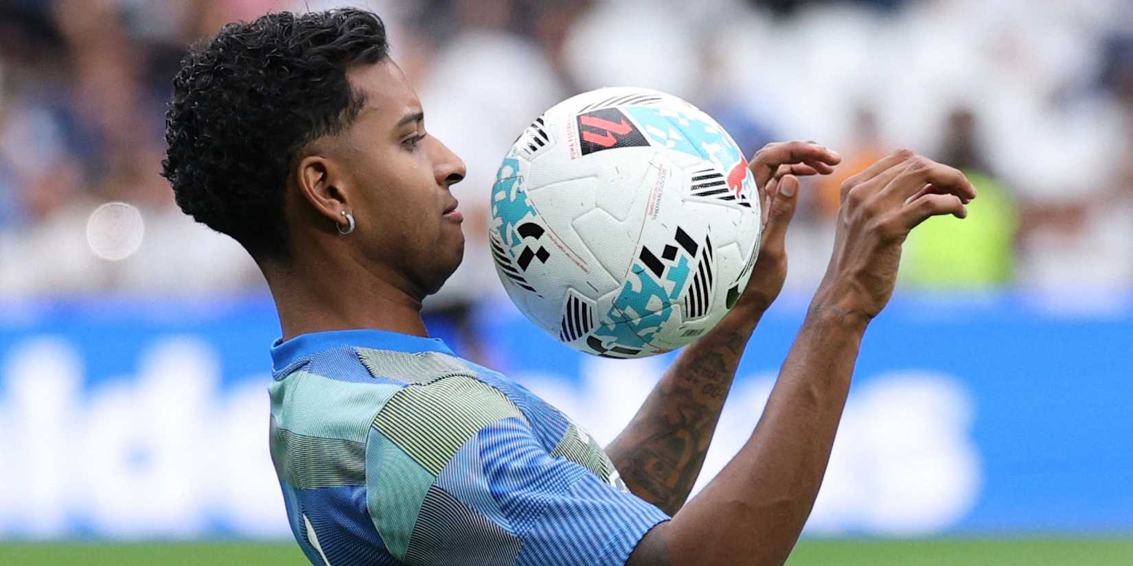 Real Madrid's Rodrygo during the warm up before the match 