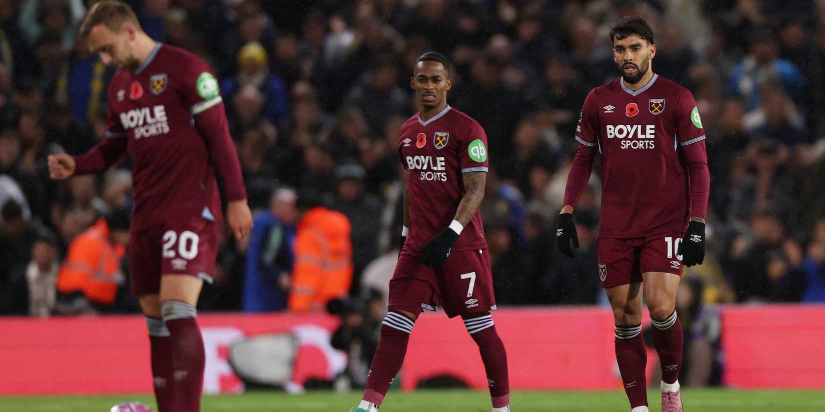 Crysencio Summerville e Lucas Paquetá do West Ham United 