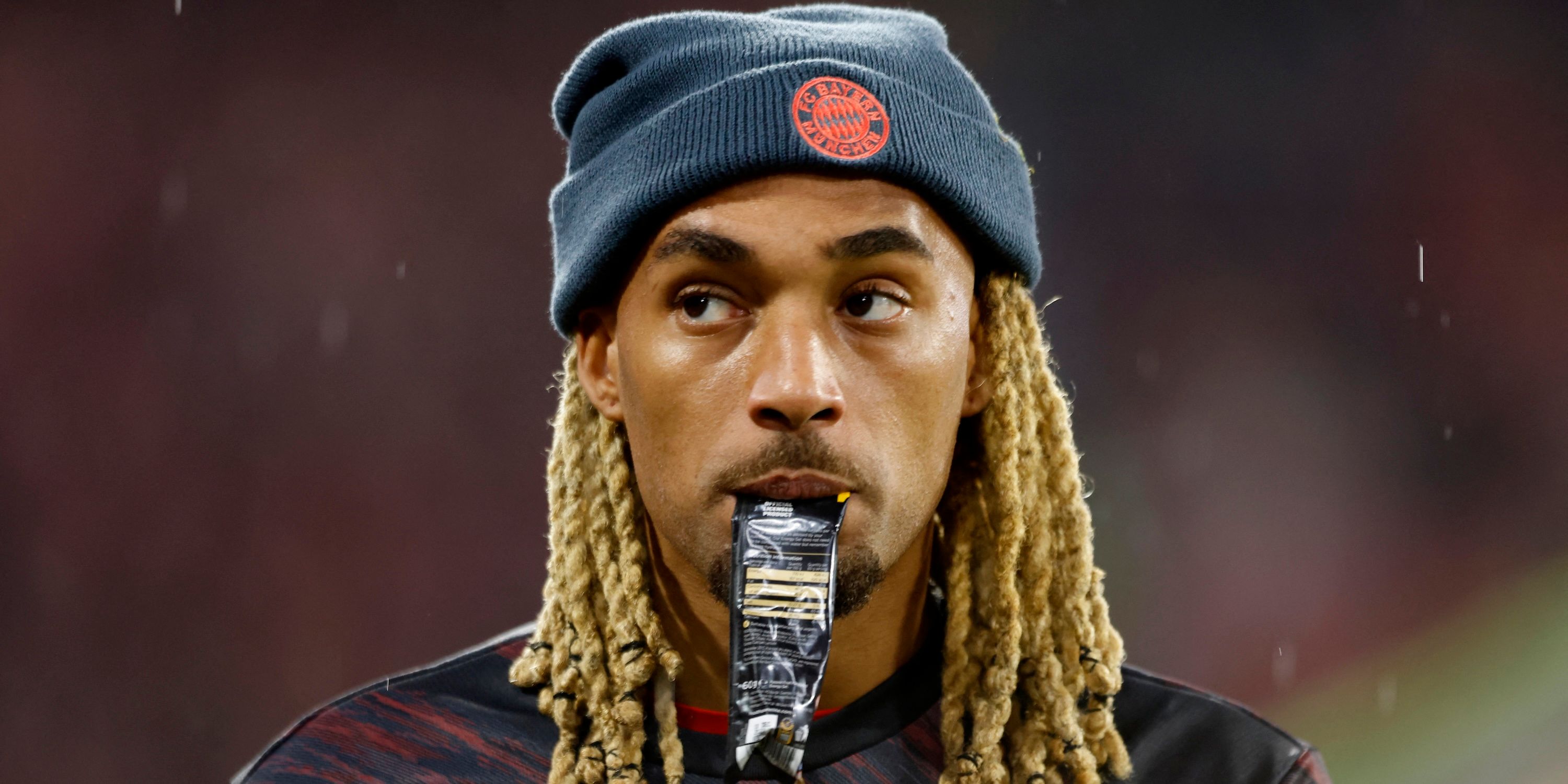 Bayern Munich's Sacha Boey before the match