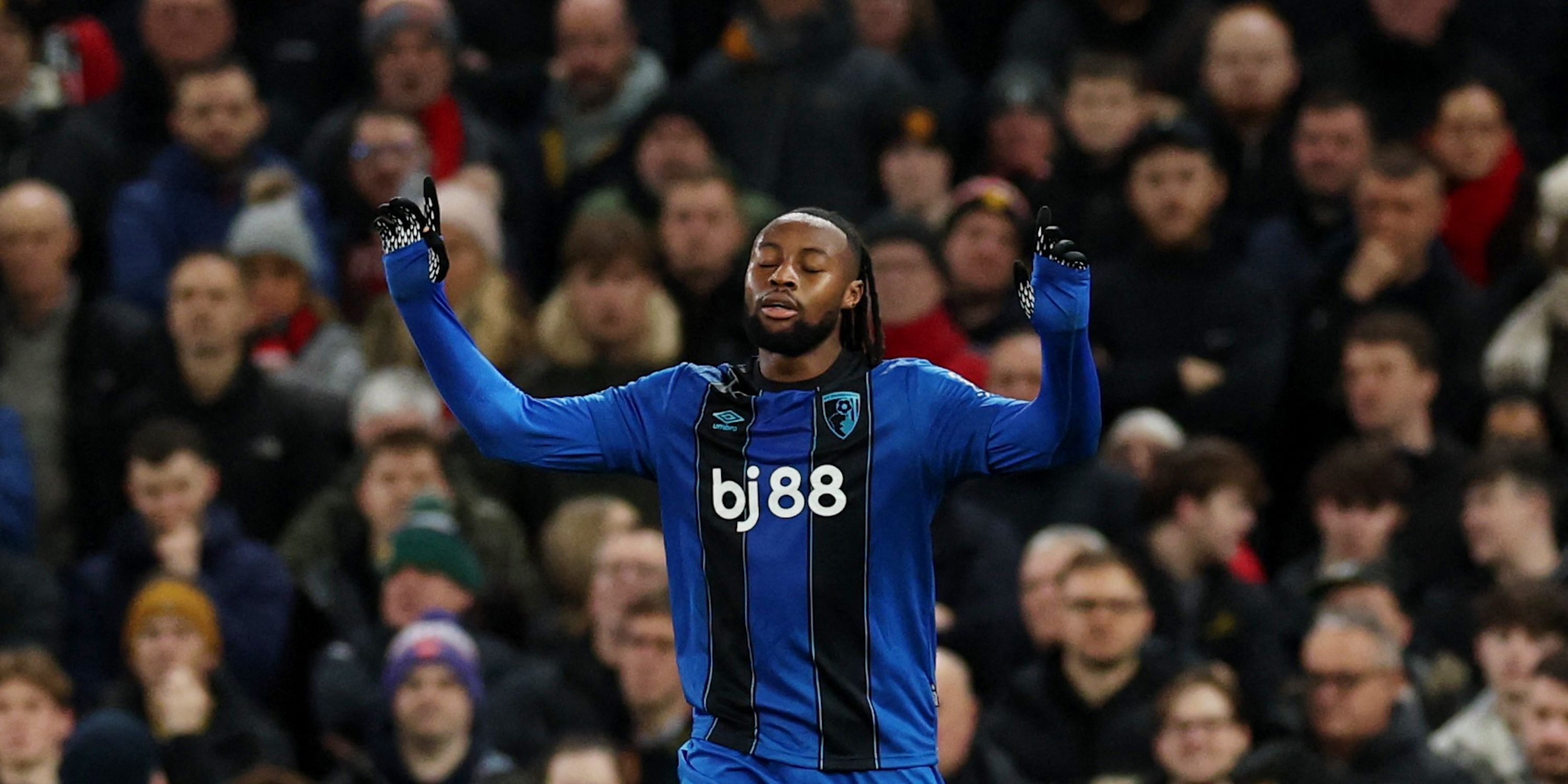Bournemouth's Antoine Semenyo celebrates scoring their first goal 