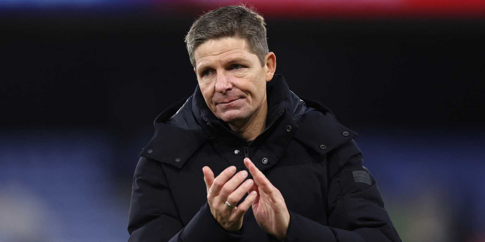 Crystal Palace manager Oliver Glasner applauds the fans after the match