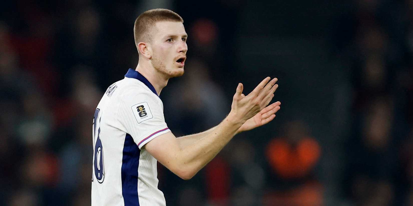 England's Adam Wharton reacts