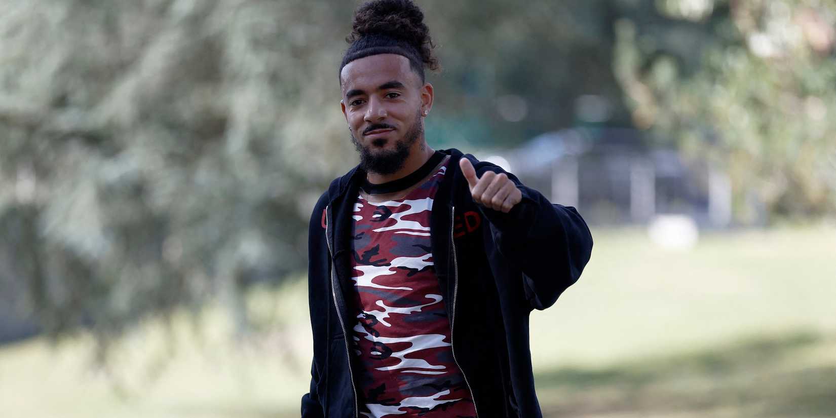 France's Malo Gusto arrives ahead of training