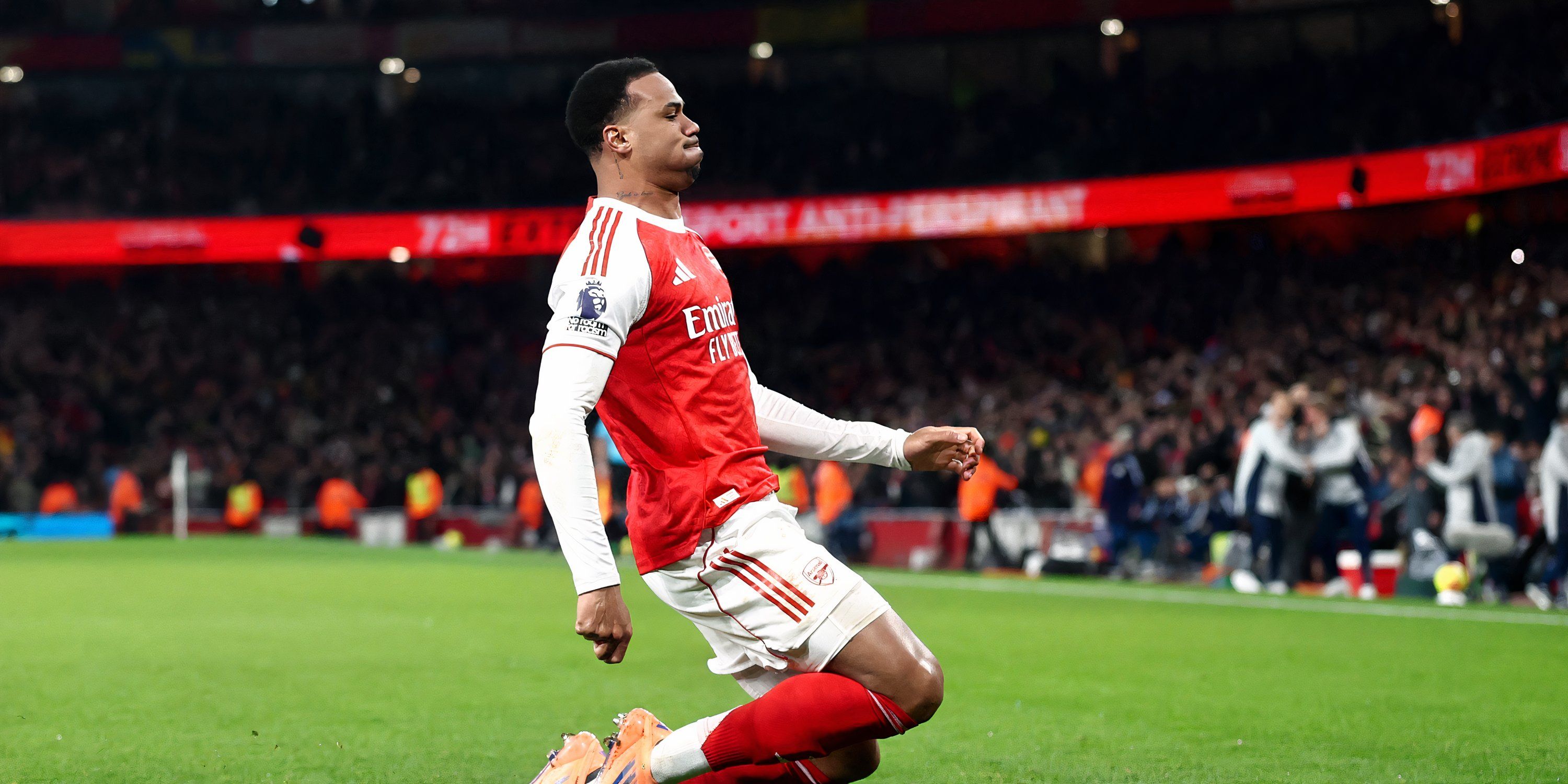 Gabriel celebrates for Arsenal