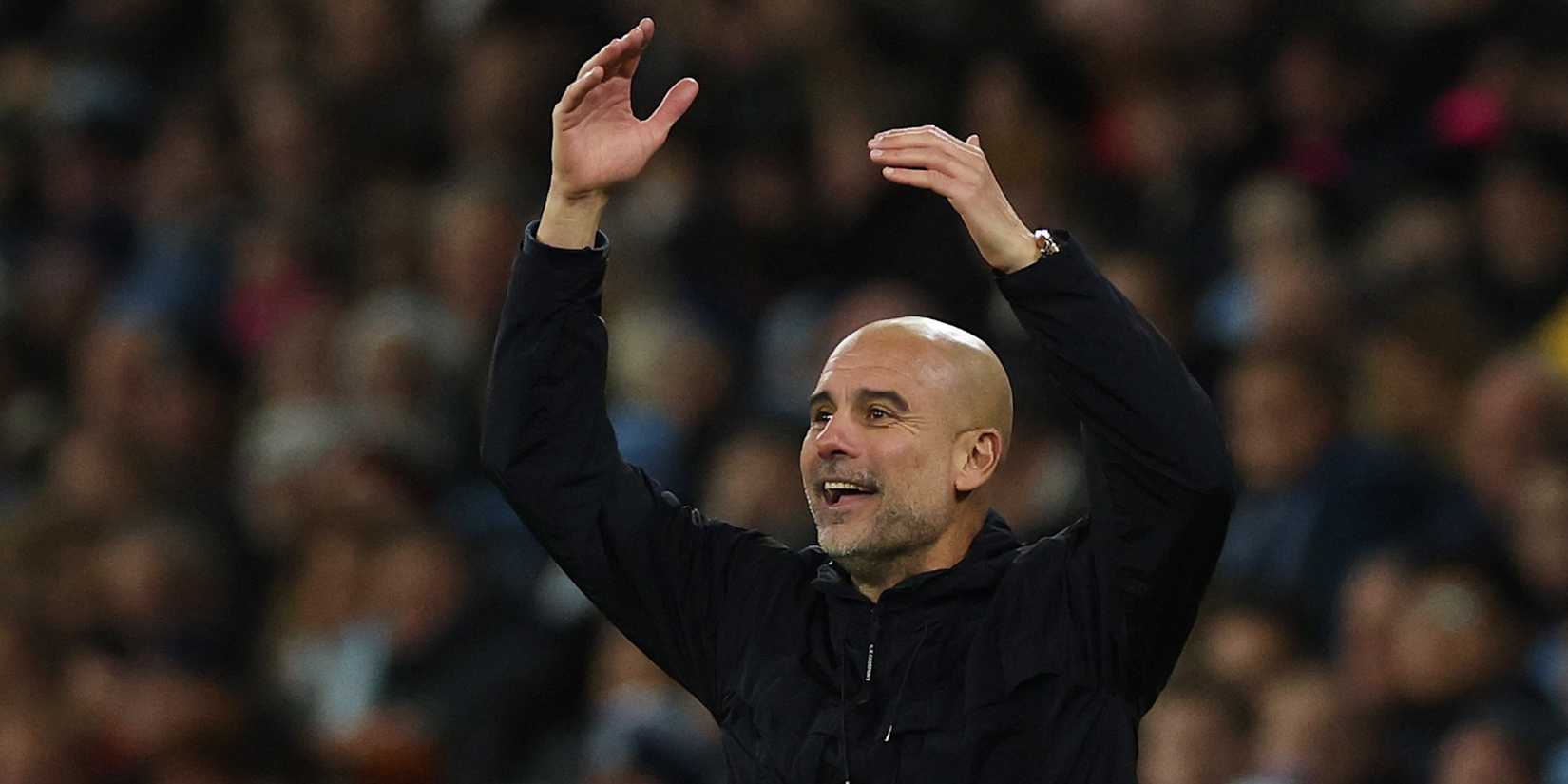 Manchester City manager Pep Guardiola reacts