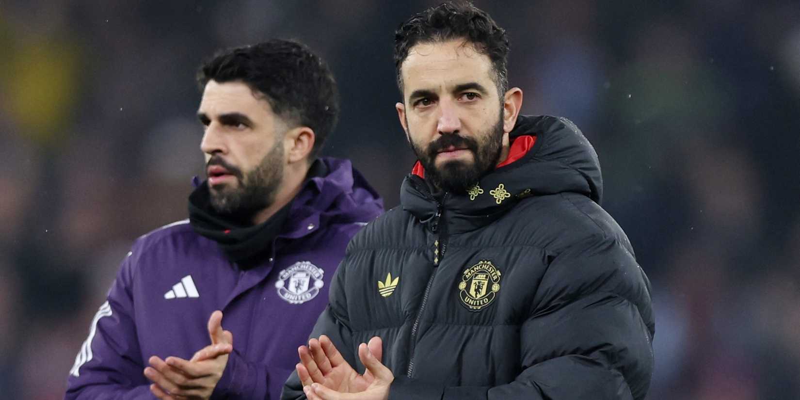 Manchester United manager Ruben Amorim looks dejected after the match