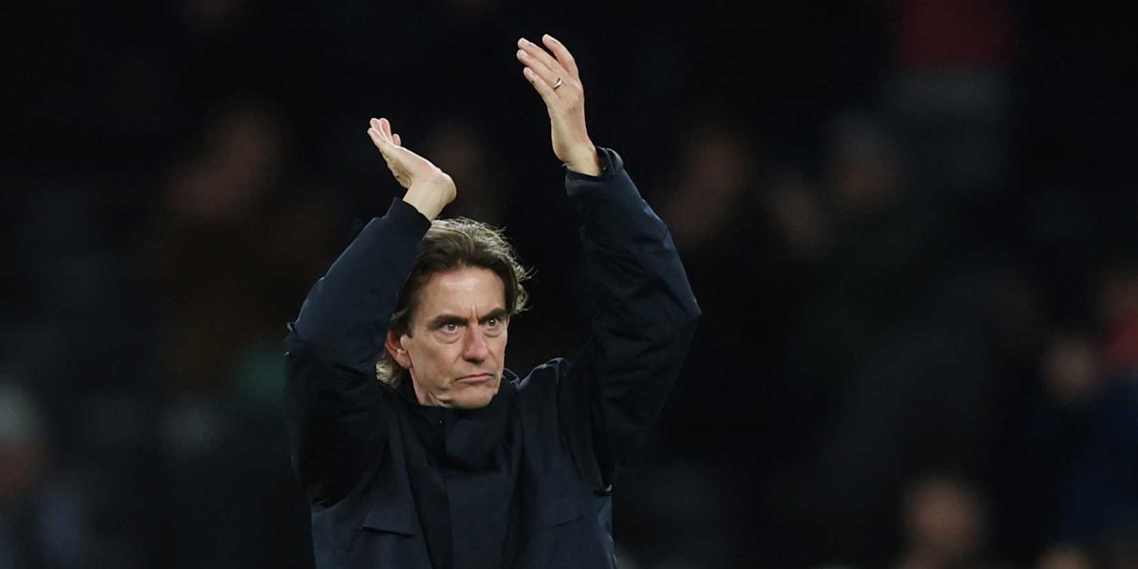 Tottenham Hotspur manager Thomas Frank celebrates after the match
