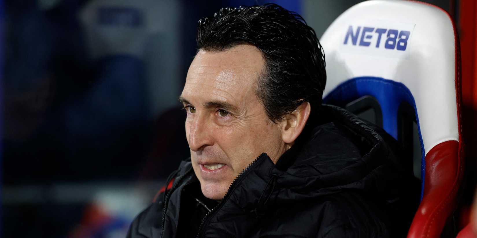 Aston Villa head coach Unai Emery watches before the game