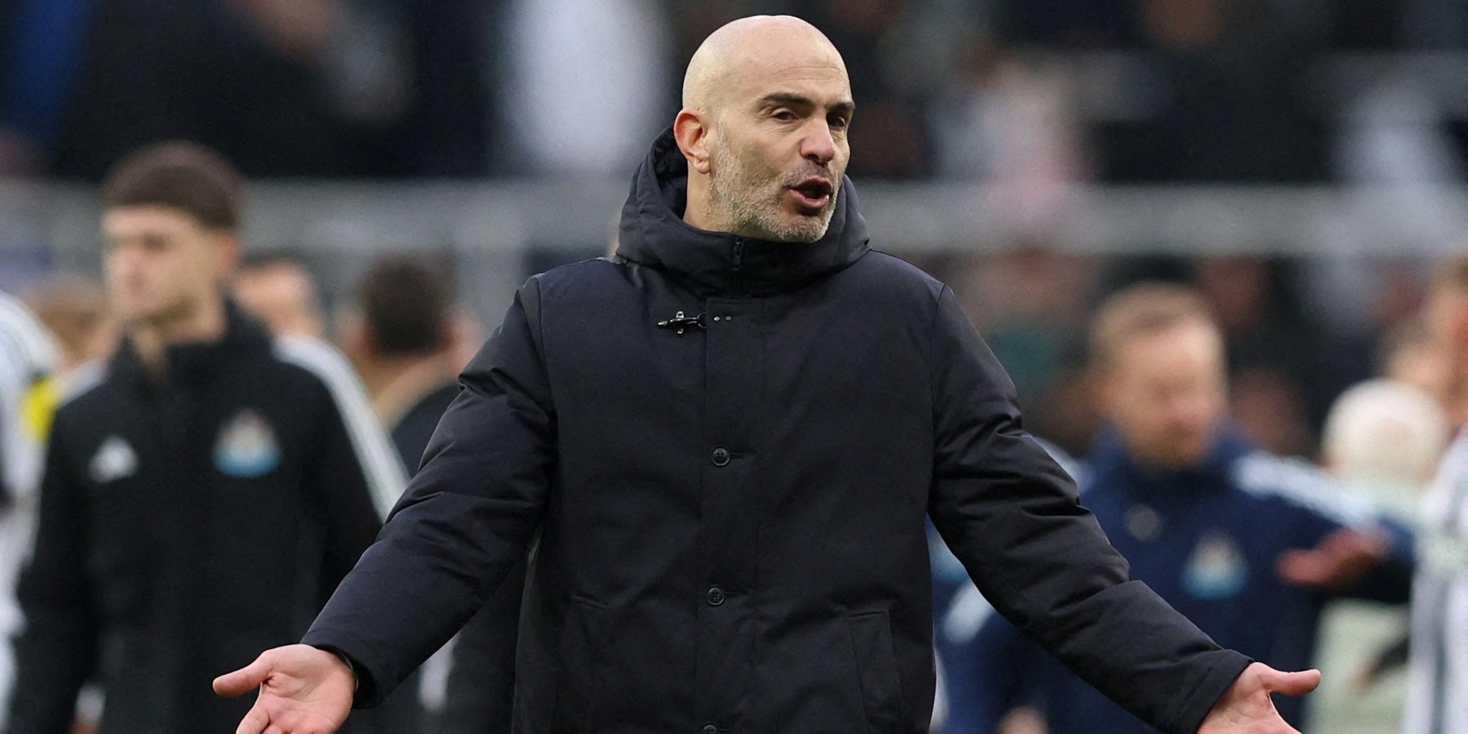 Chelsea manager Enzo Maresca reacts after the match 