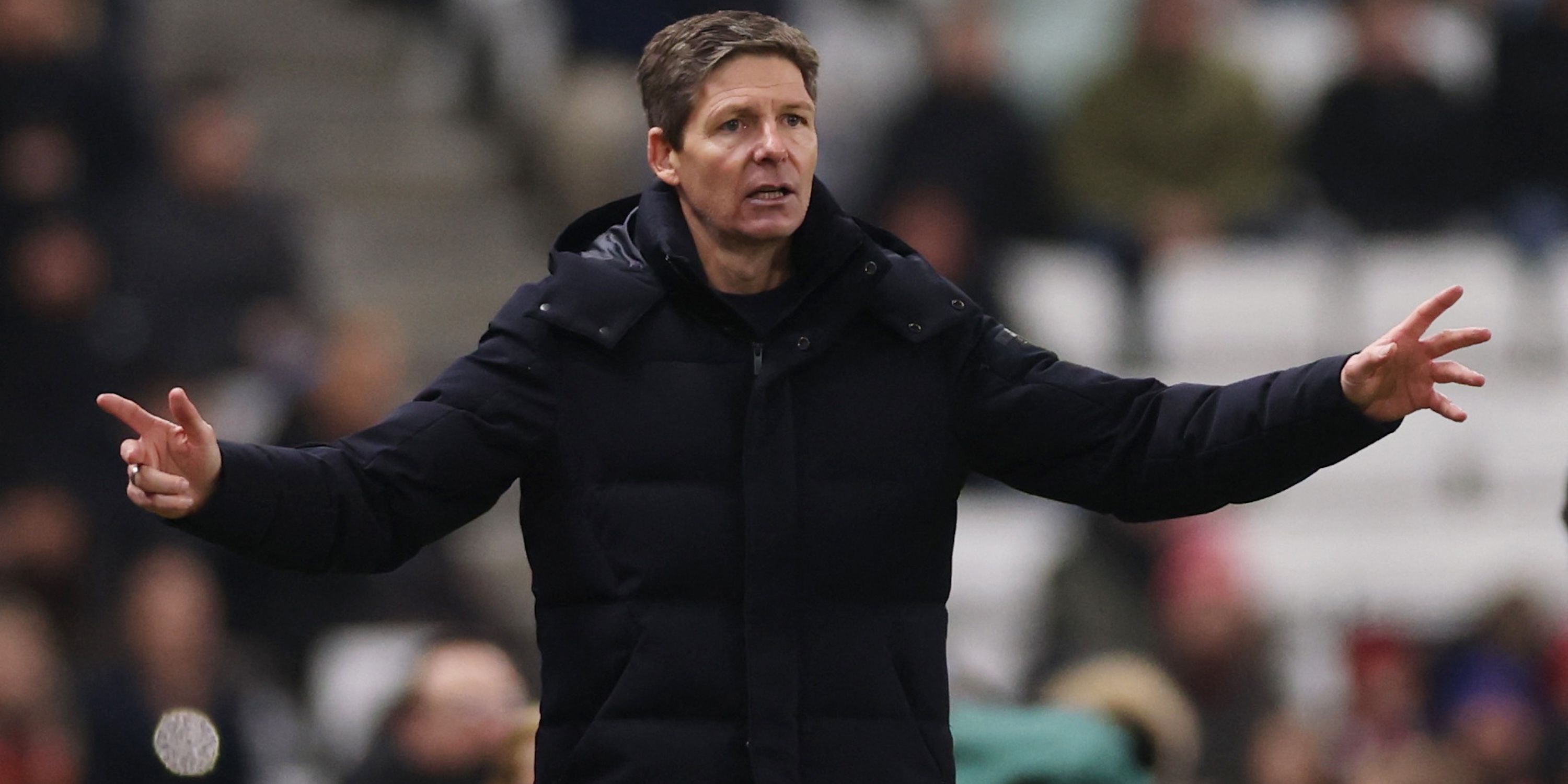 Crystal Palace manager Oliver Glasner reacts
