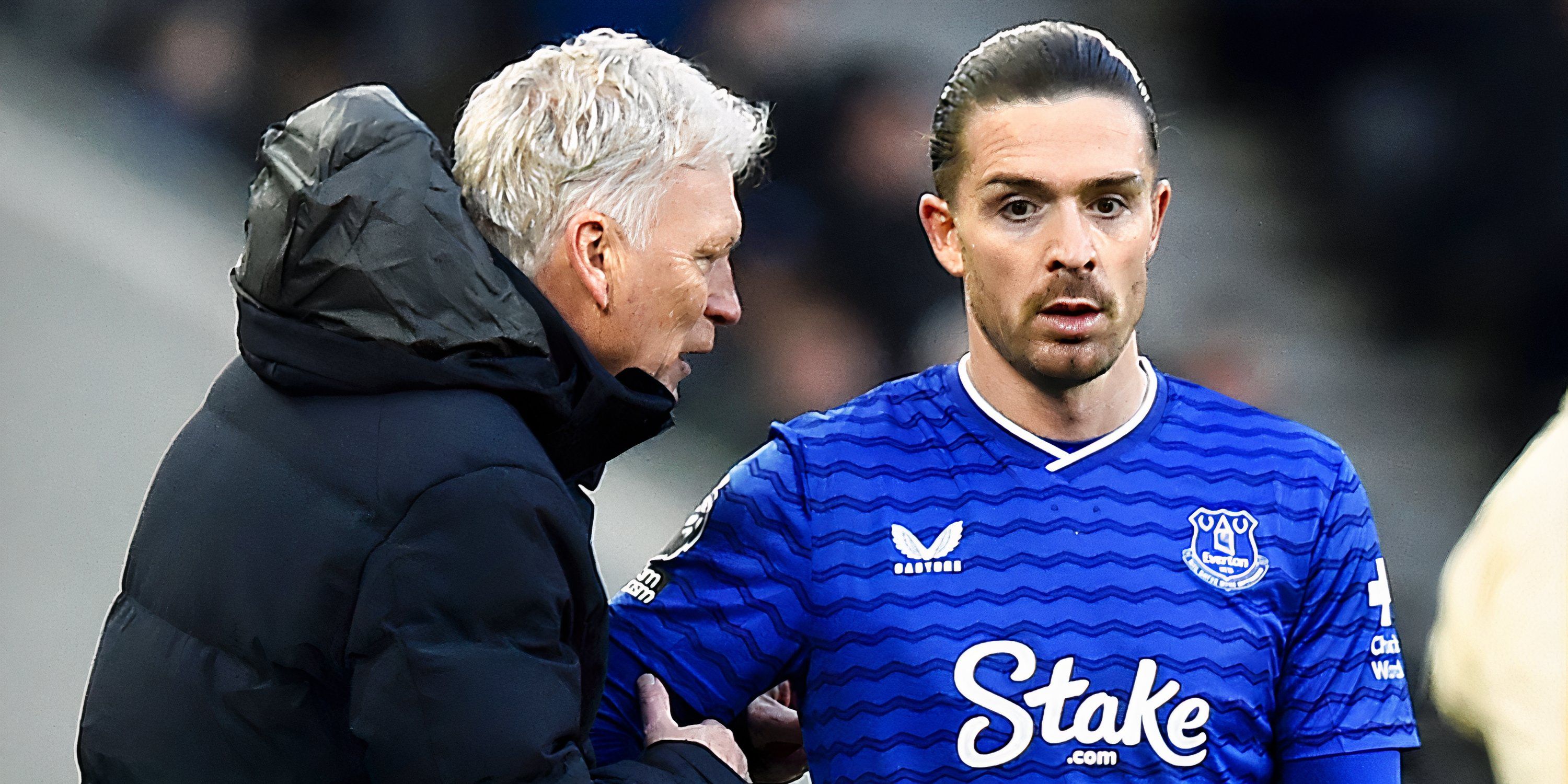 Jack Grealish e o técnico do Everton, David Moyes