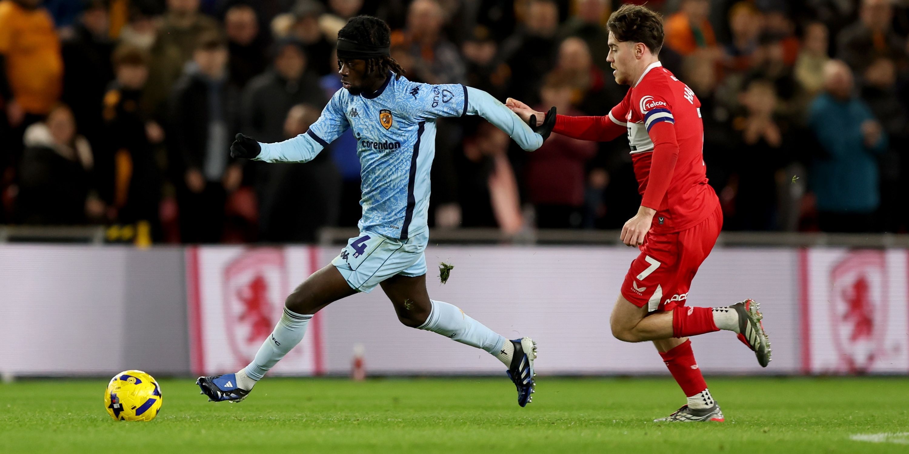 Hayden Hackney of Middlesbrough and Darko Gyabi of Hull City