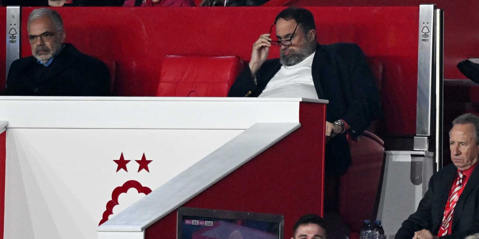 Nottingham Forest boss Evangelos Marinakis in the stands