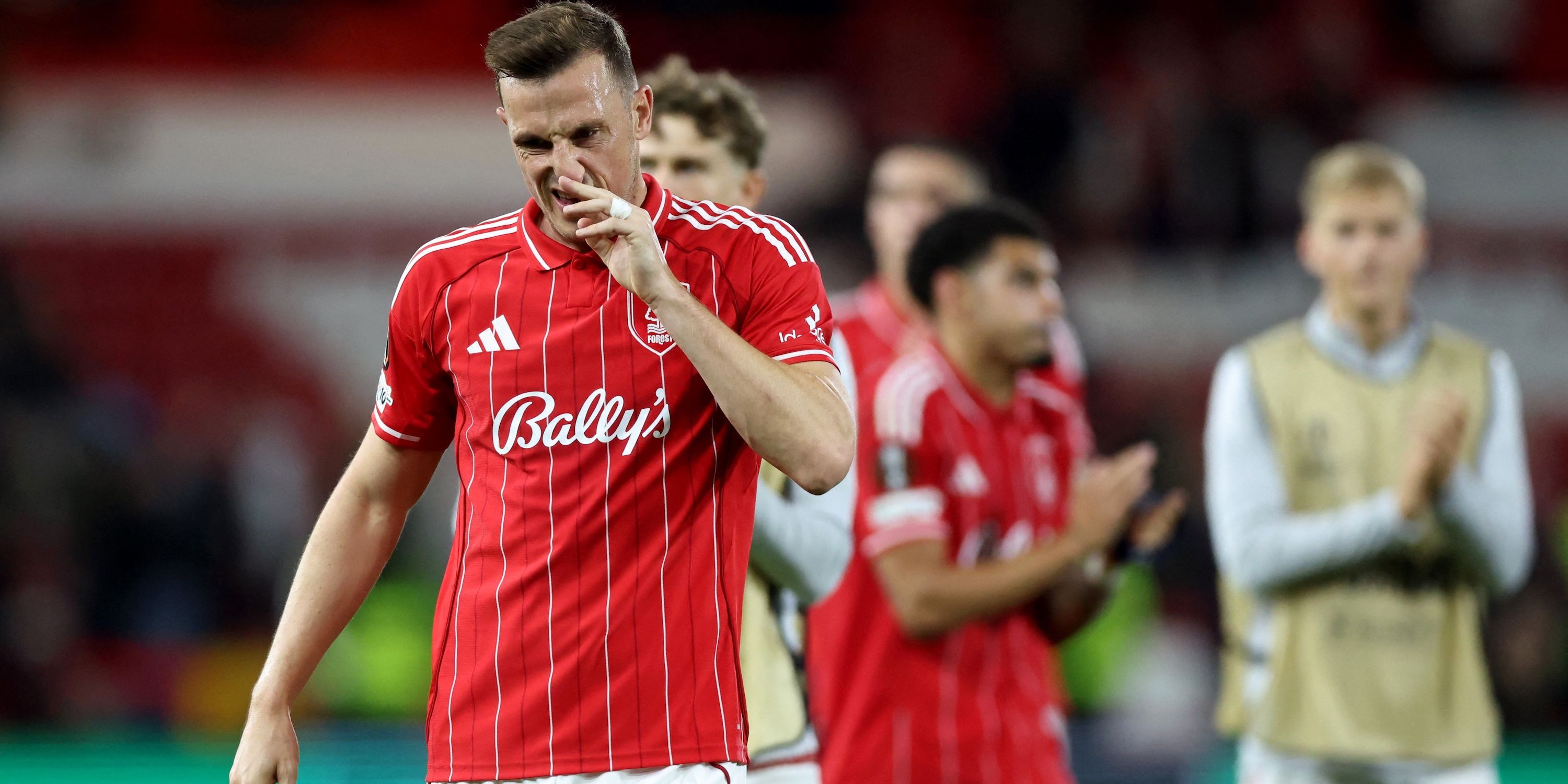 Nottingham Forest's Chris Wood looks dejected after the match