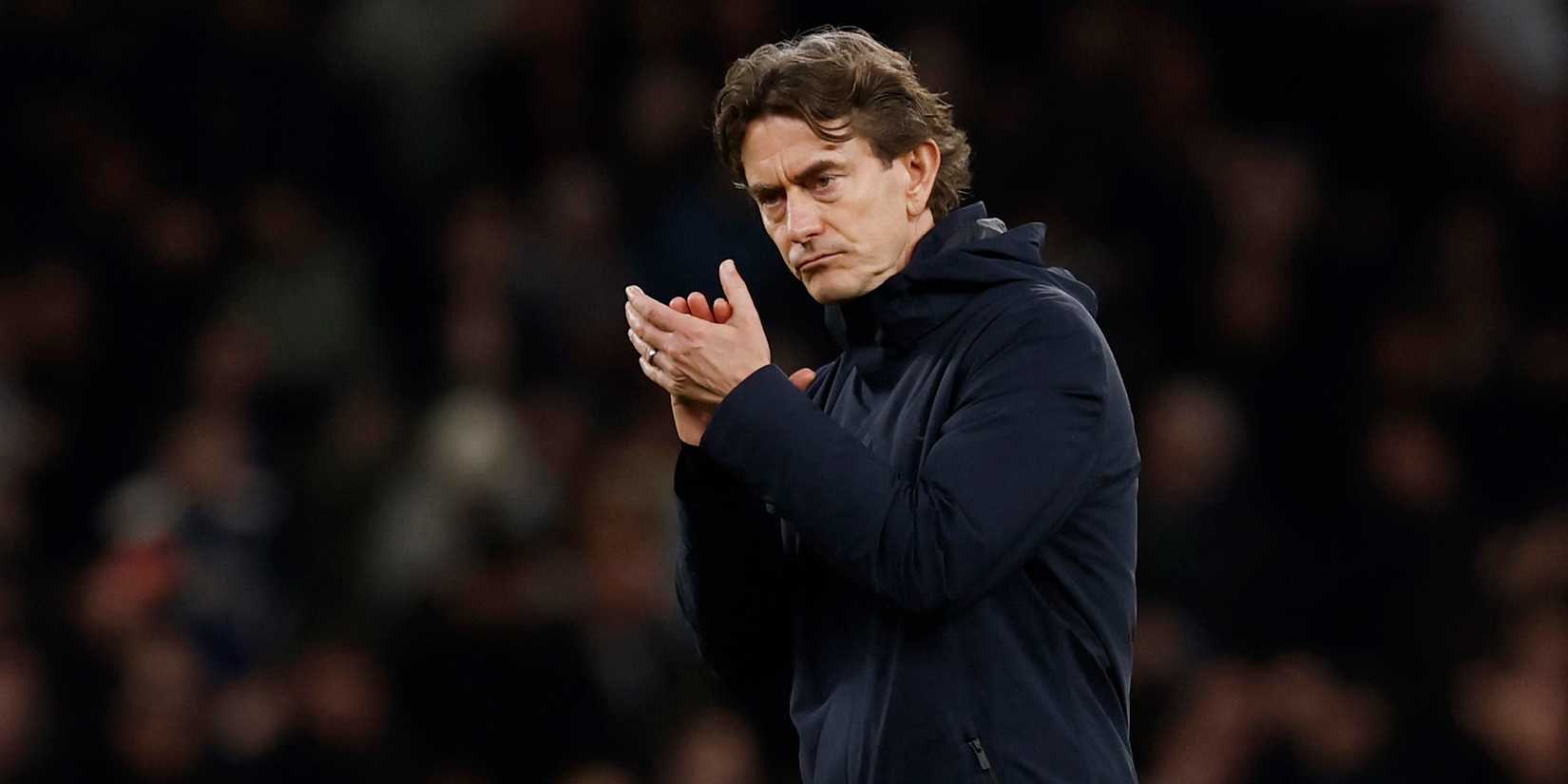 Tottenham Hotspur manager Thomas Frank looks dejected after the match