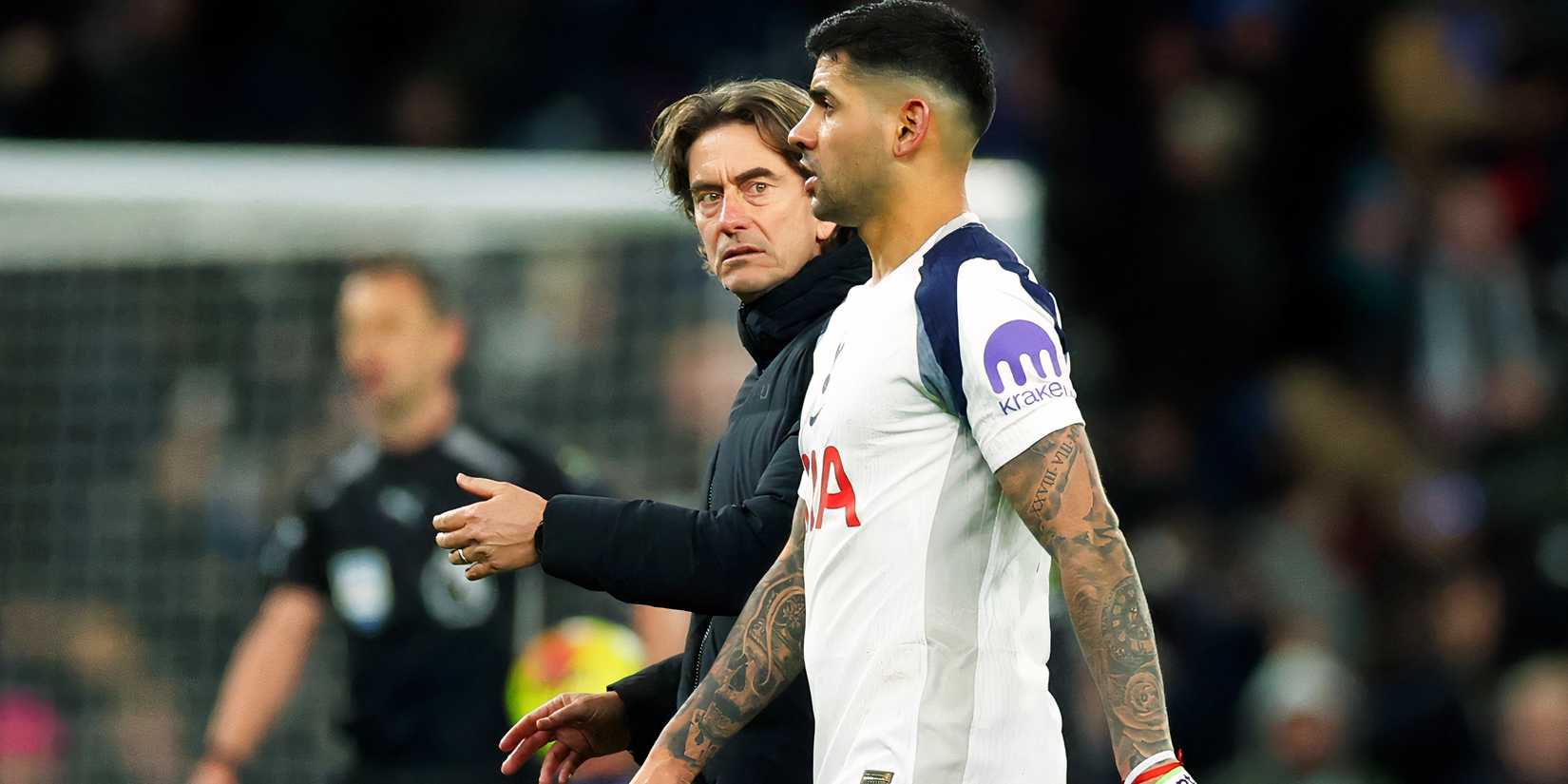 Tottenham's Thomas Frank and Cristian Romero