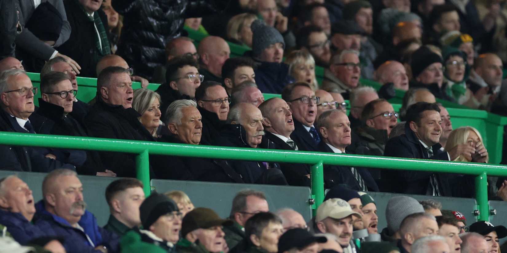 Celtic non-executive chairman Peter Lawwell, non-executive director Dermot F. Desmond, chief financial officer Christopher McKay and chief executive Michael Nicholson 