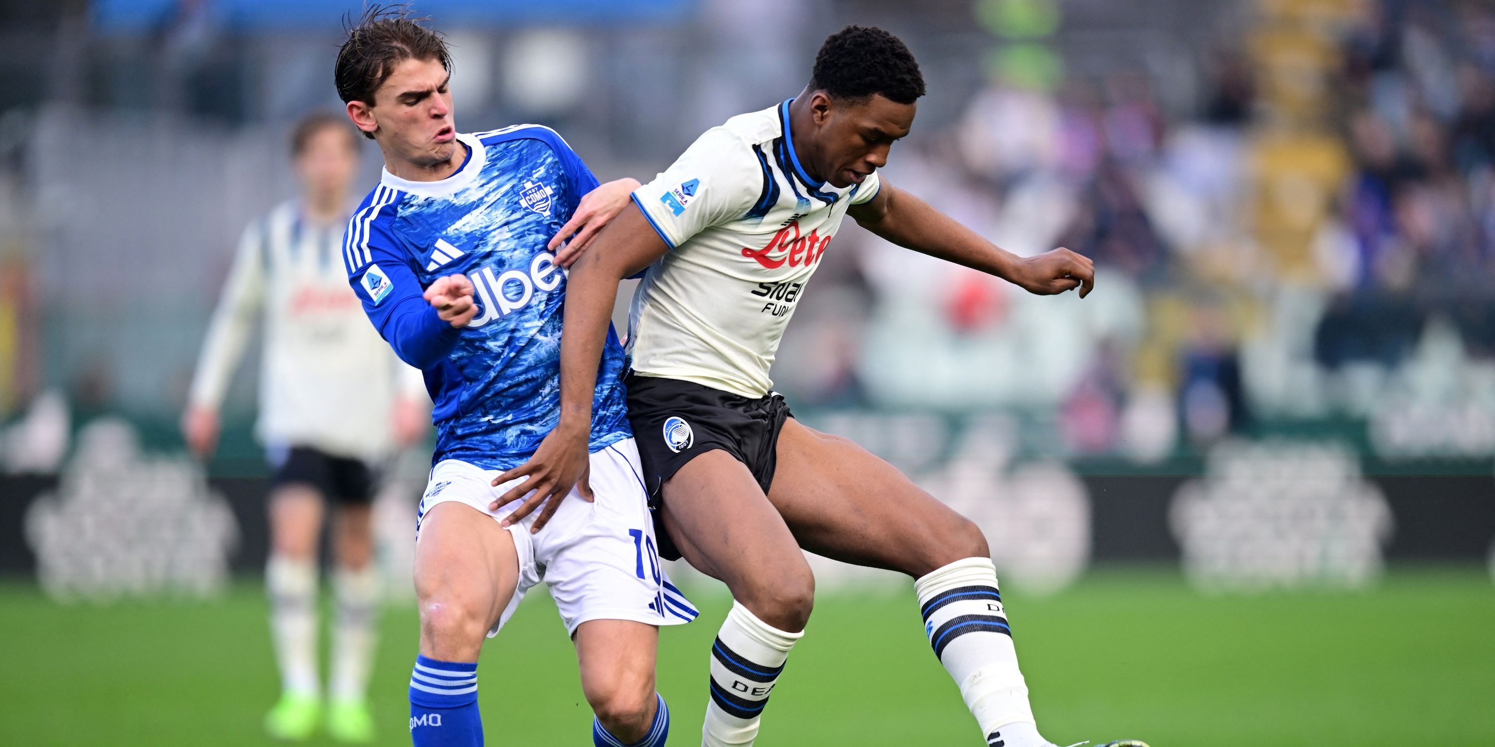 Como's Nico Paz in action with Atalanta's Honest Ahanor 