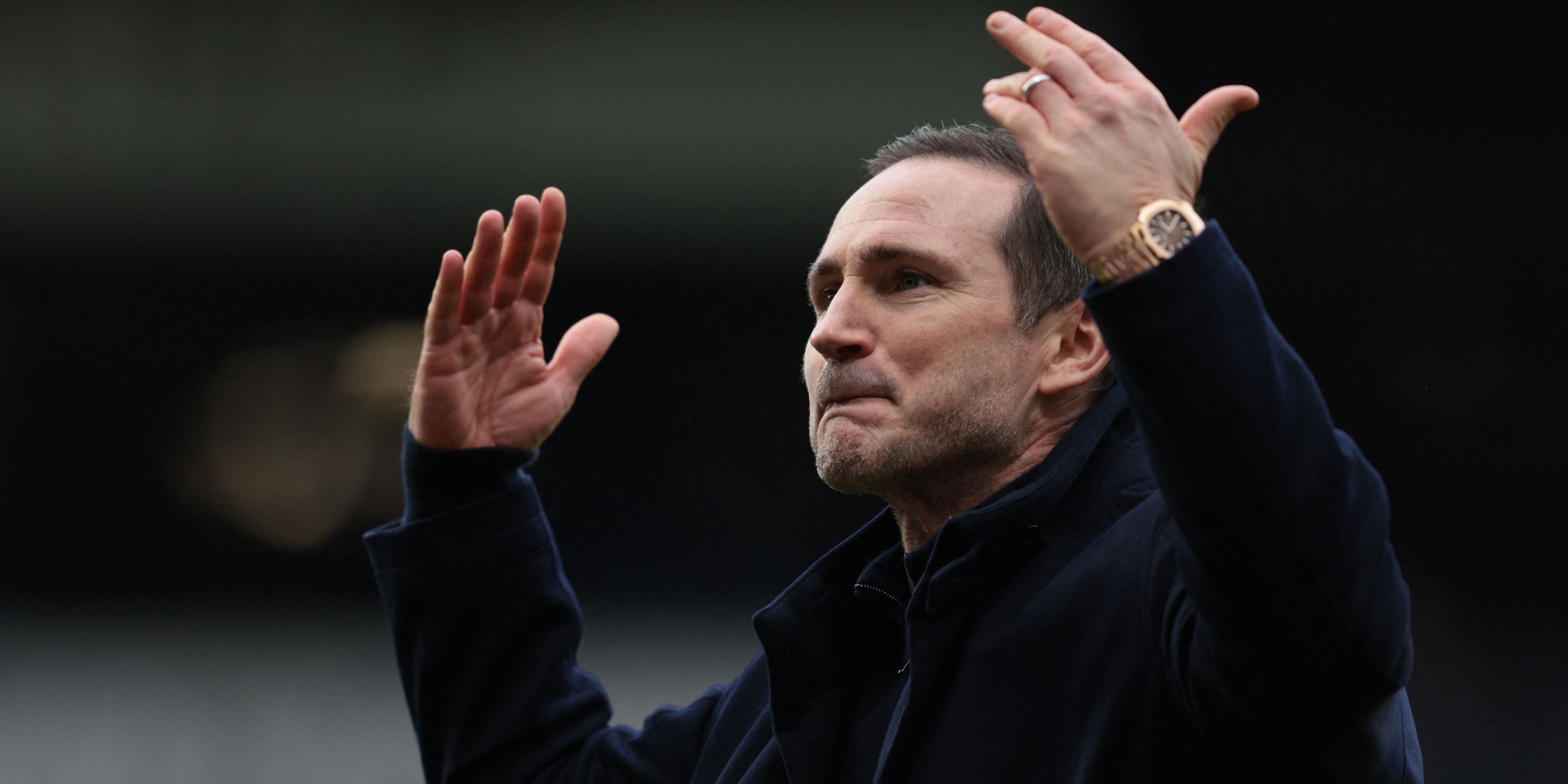 Coventry City manager Frank Lampard applauds fans after the match