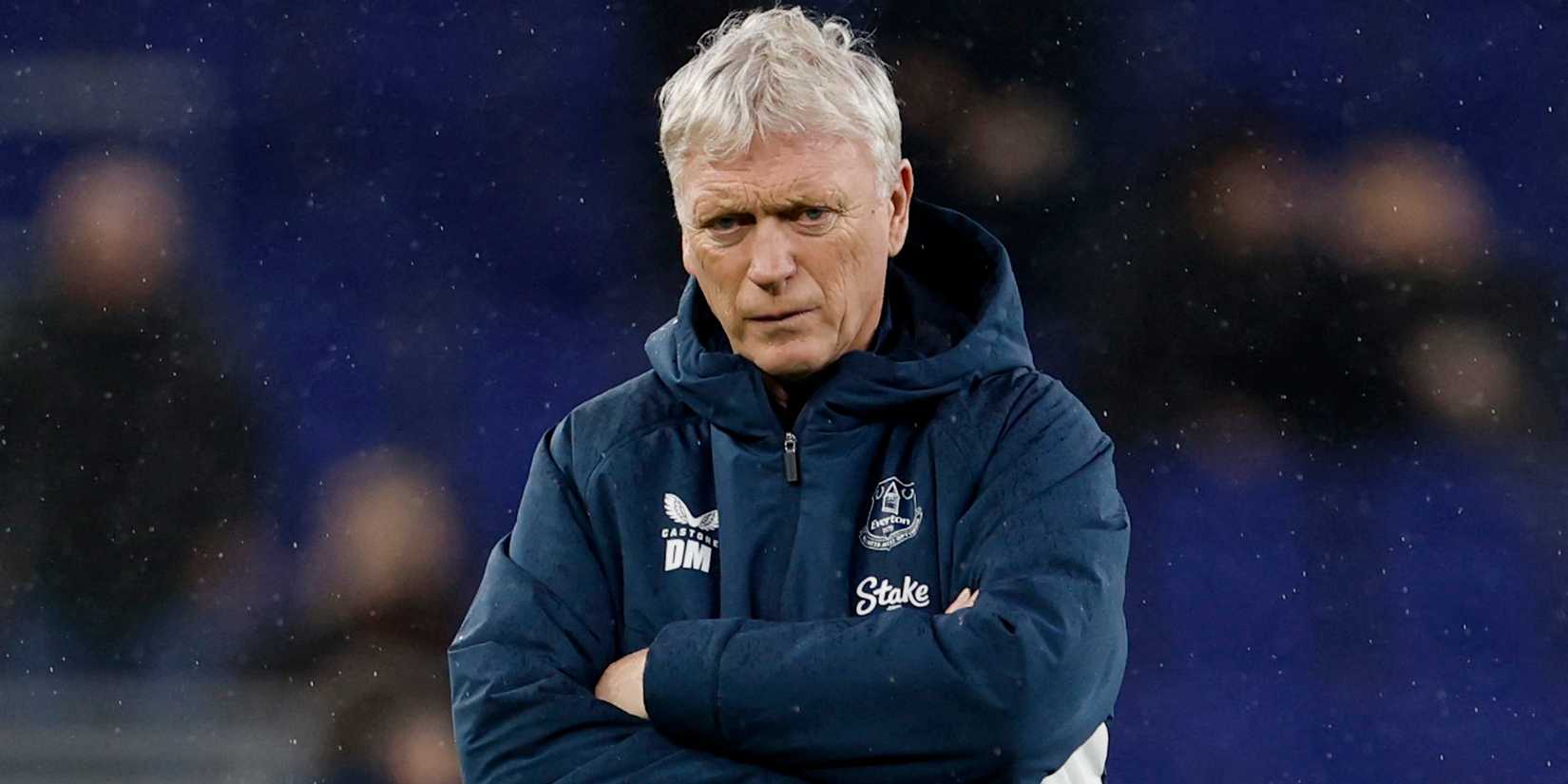 Il manager dell'Everton David Moyes durante il riscaldamento prima della partita 