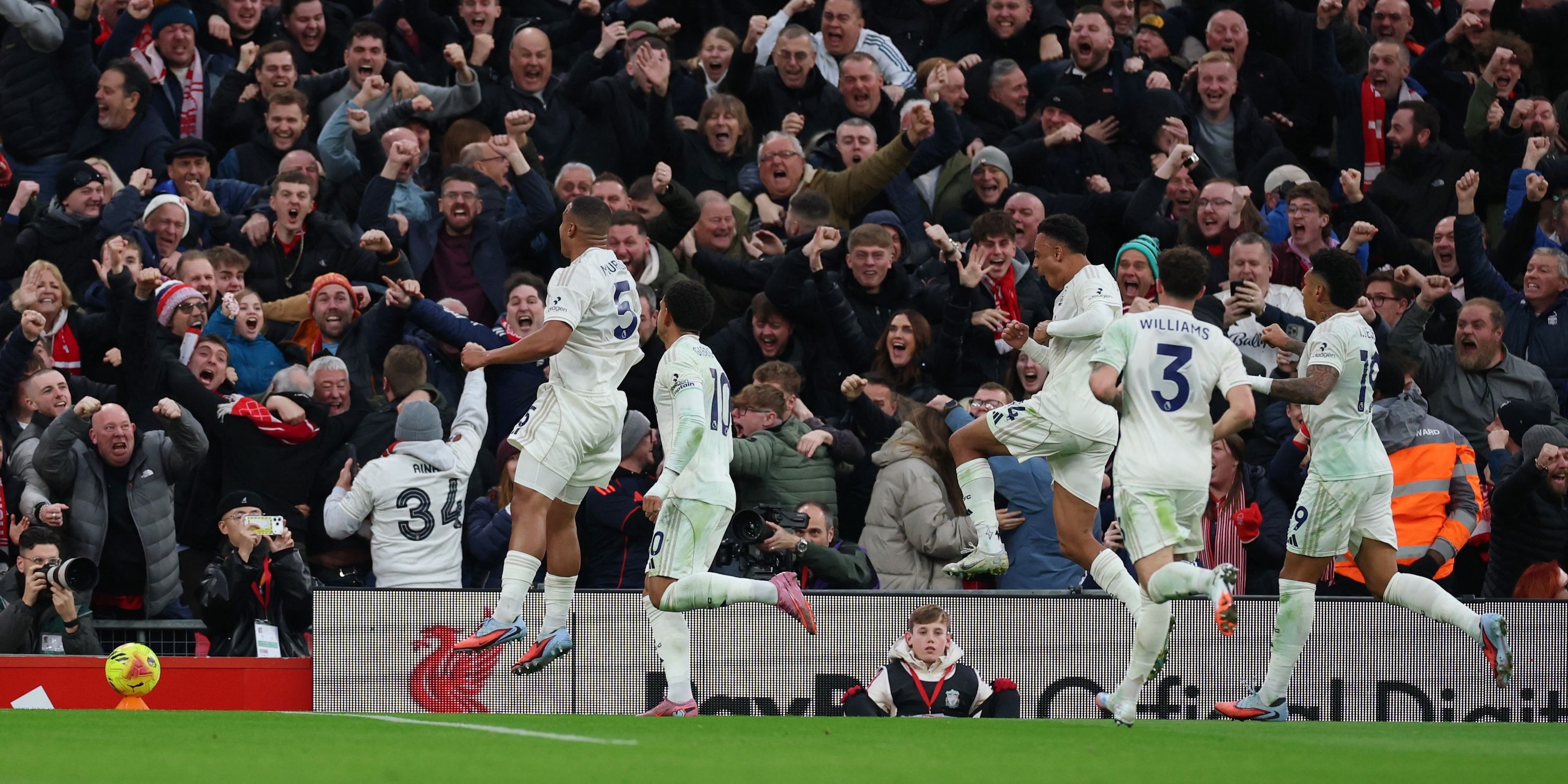 Nottingham Forest's Murillo celebrates scoring their first goal with teammates