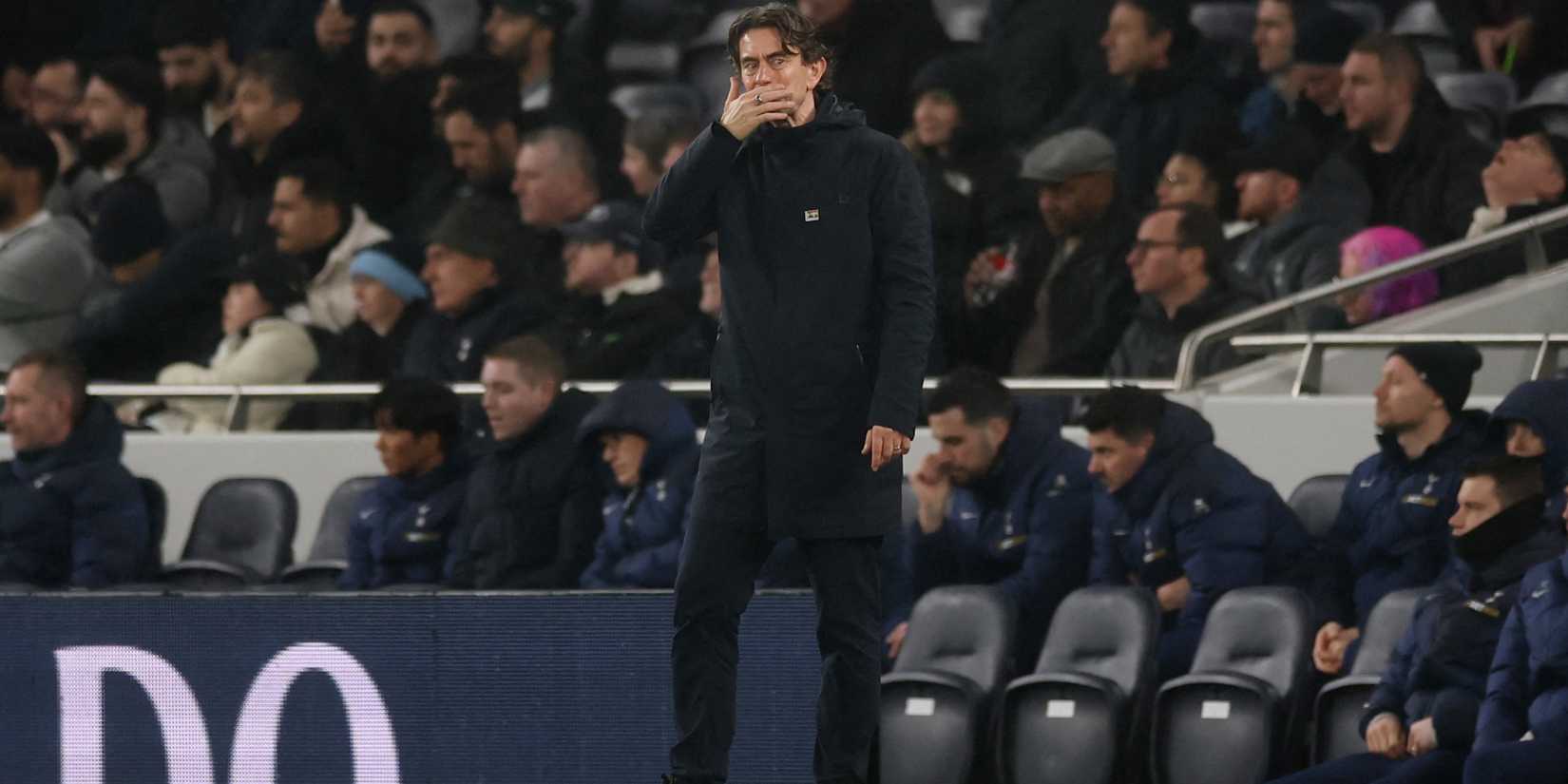 Tottenham Hotspur manager Thomas Frank reacts