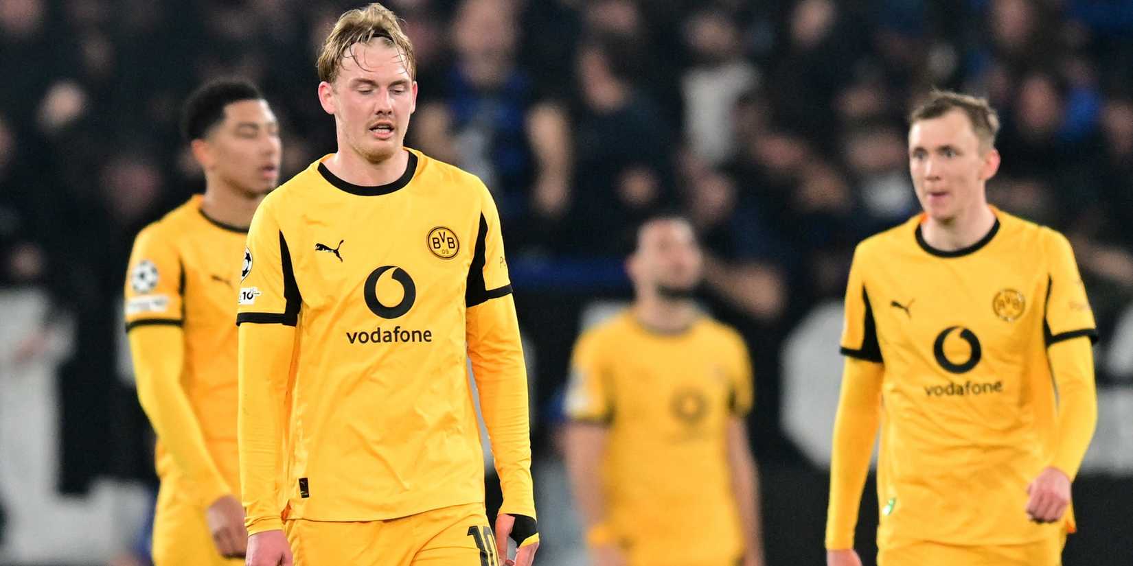  Borussia Dortmund's Julian Brandt reacts after Atalanta's Mario Pasalic scored their third goal