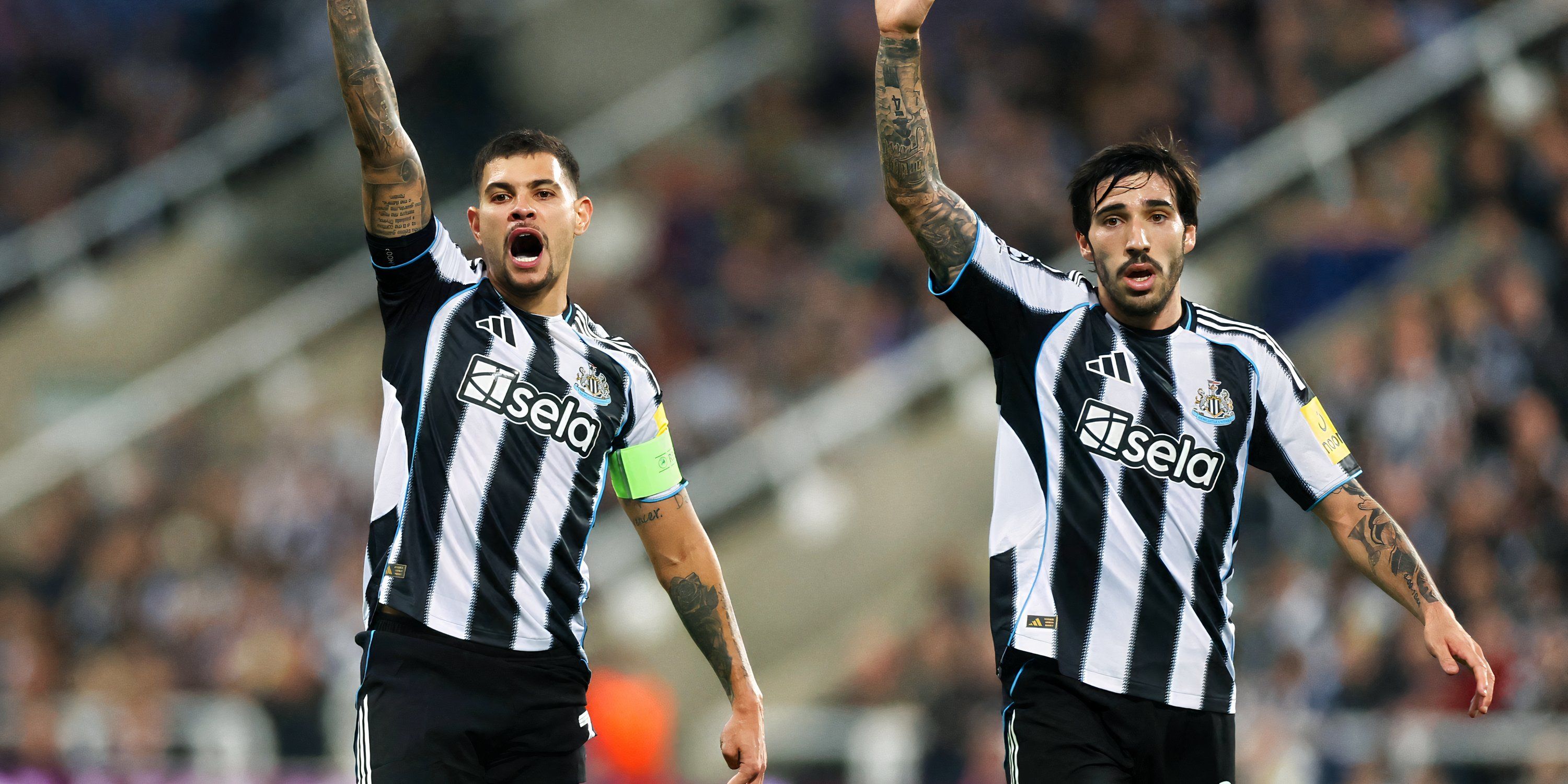 Bruno Guimarães e Sandro Tonali, do Newcastle