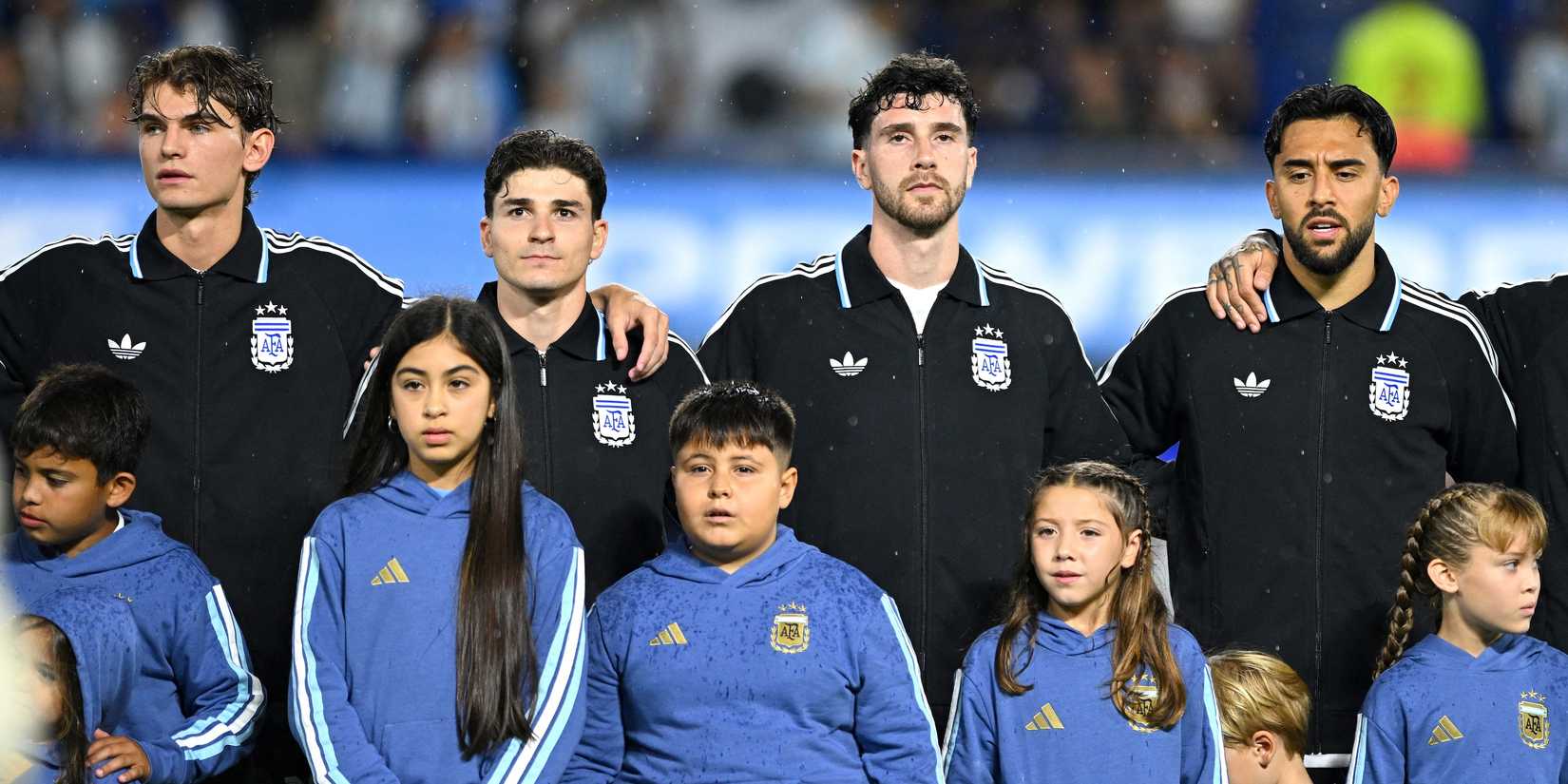 Argentina's Nico Paz, Julian Alvarez, Marcos Senesi and Nicolas Gonzalez