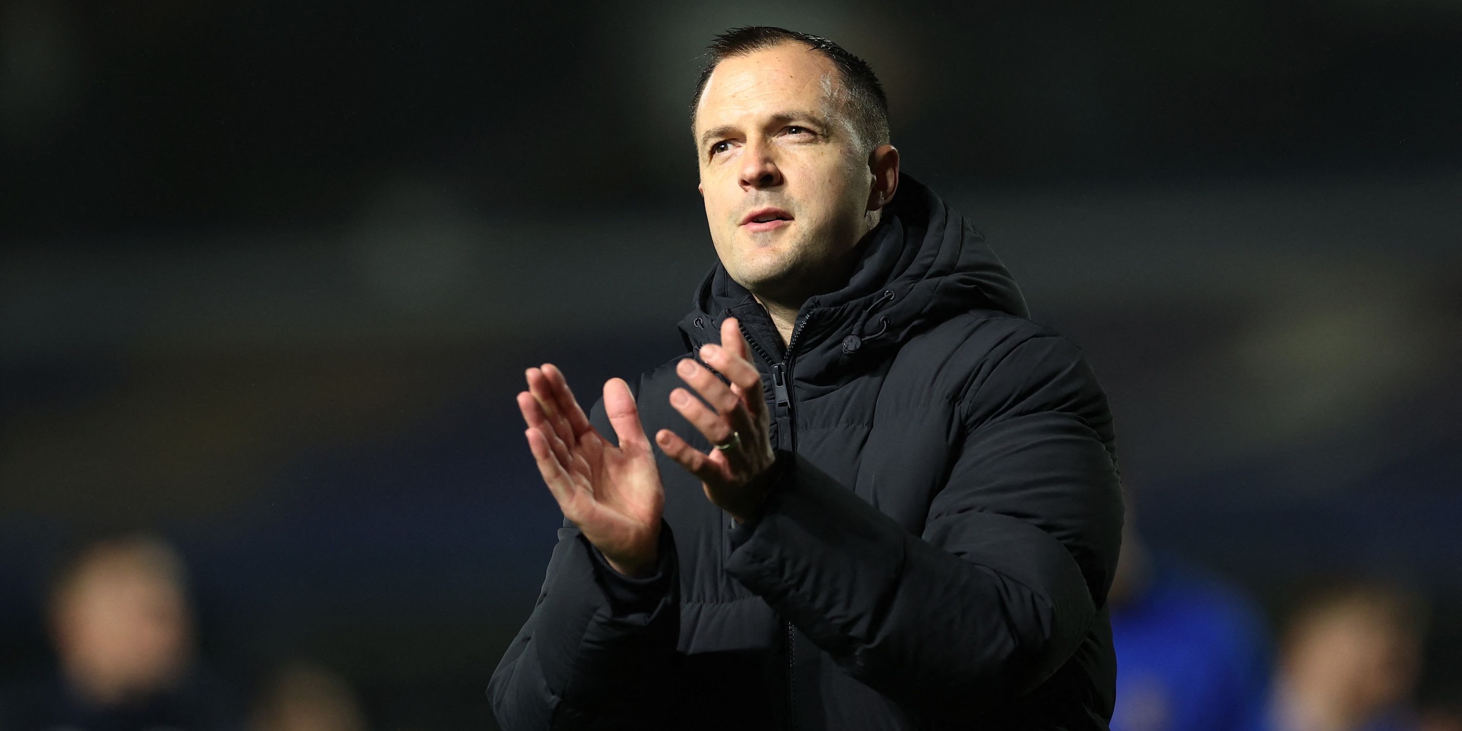 Birmingham City manager Chris Davies applauds their fans after the match