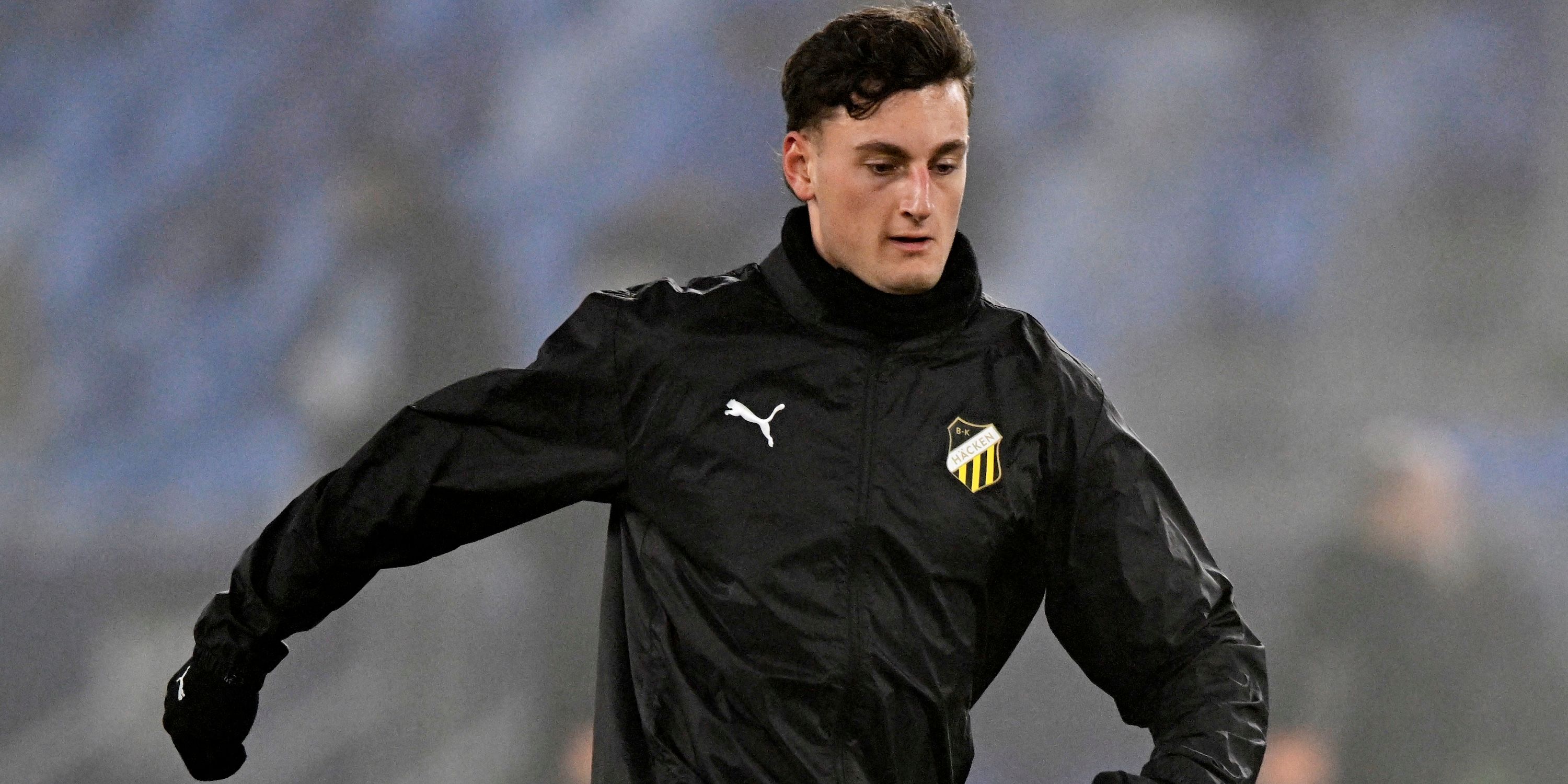 BK Hacken's Silas Andersen during the warm up before the match