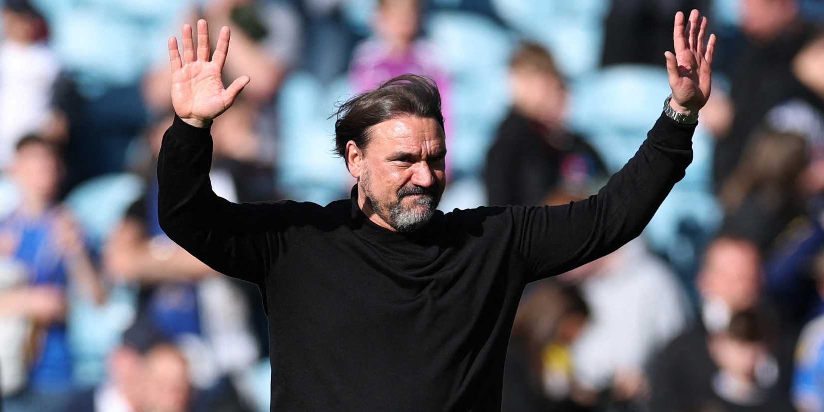 Leeds United manager Daniel Farke celebrates after the match