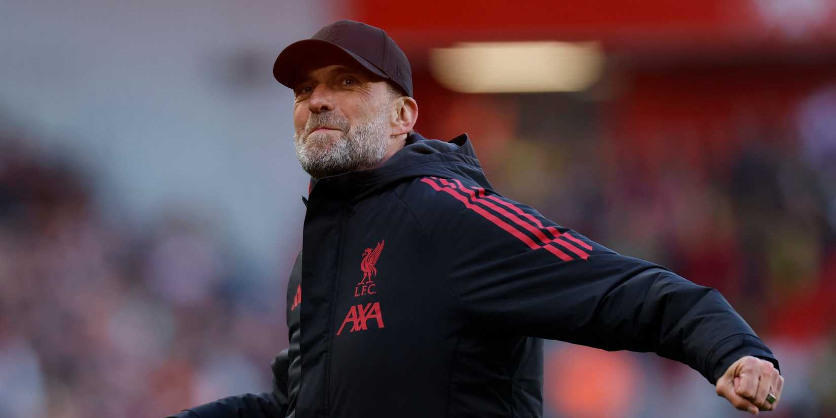Liverpool Legends' Juergen Klopp reacts 