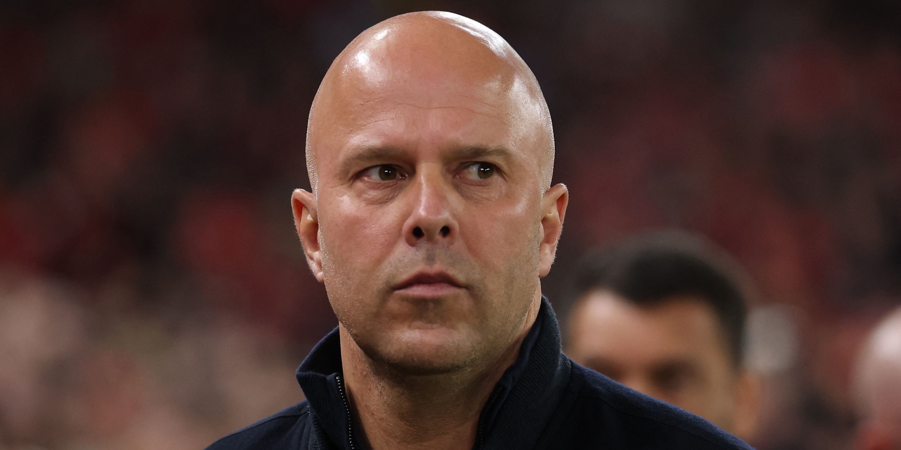 Liverpool manager Arne Slot looks on ahead of the game