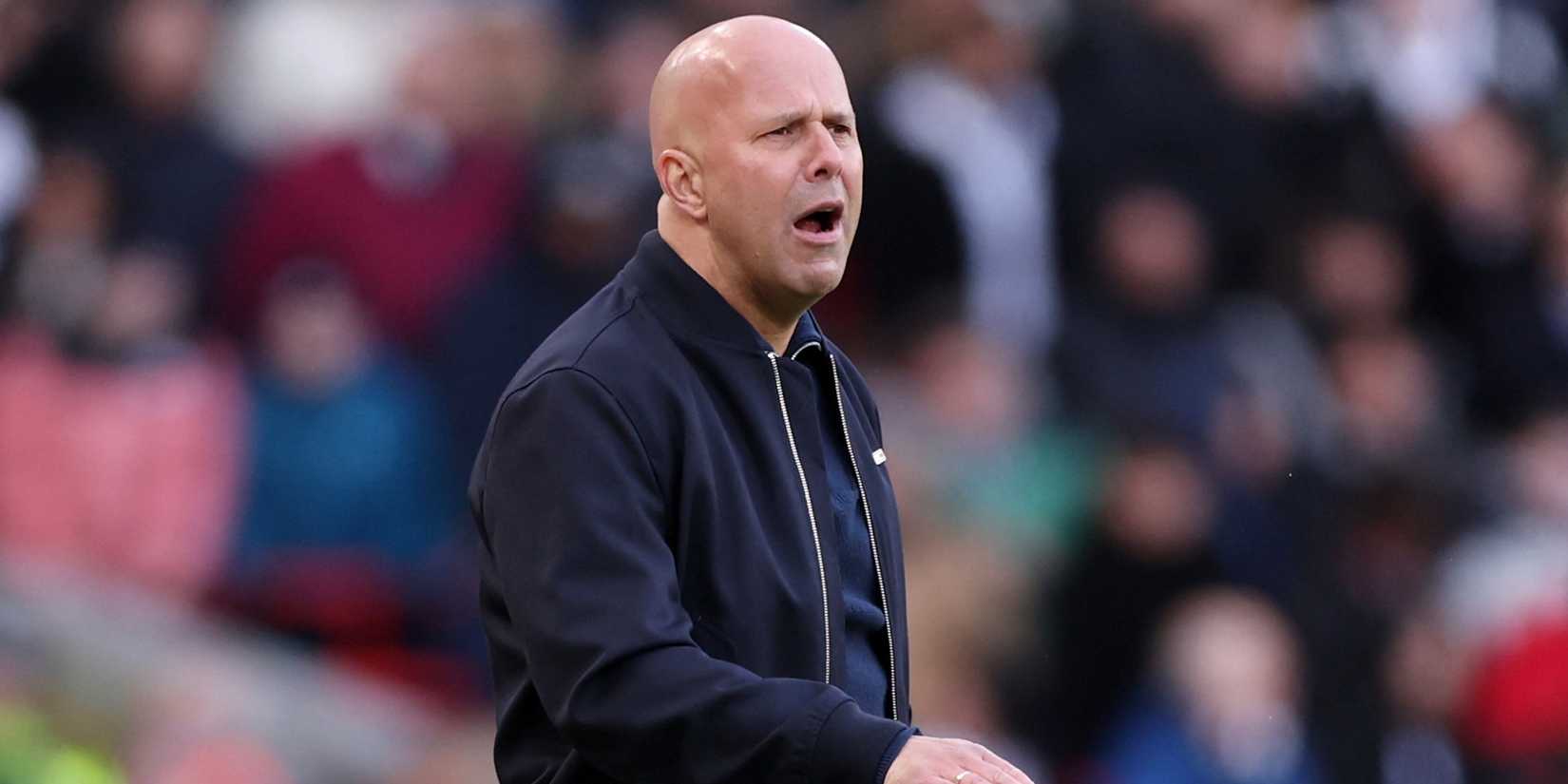 Liverpool manager Arne Slot reacts