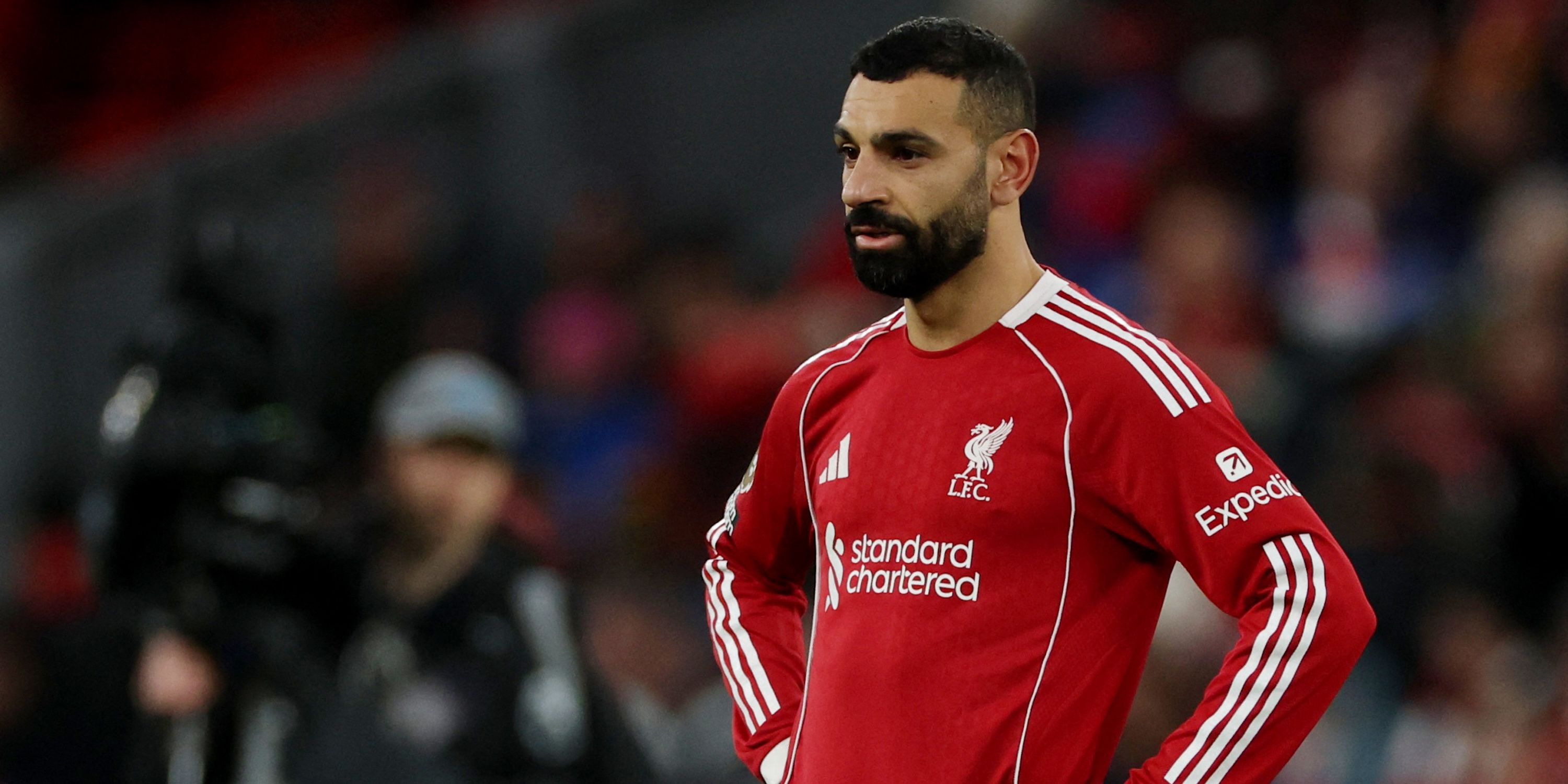 Liverpool's Mohamed Salah looks dejected after the match