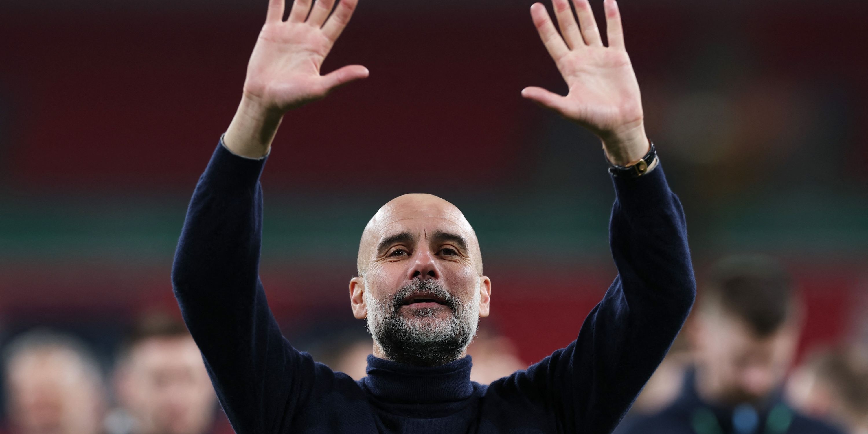 Manchester City manager Pep Guardiola celebrates winning the Carabao Cup 