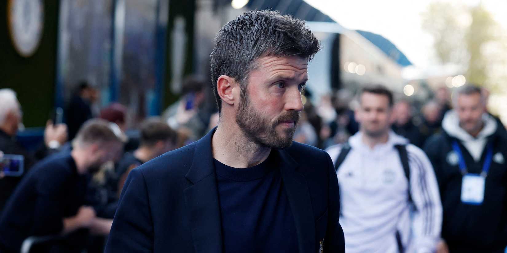 Manchester United interim manager Michael Carrick arrives at the stadium before the match