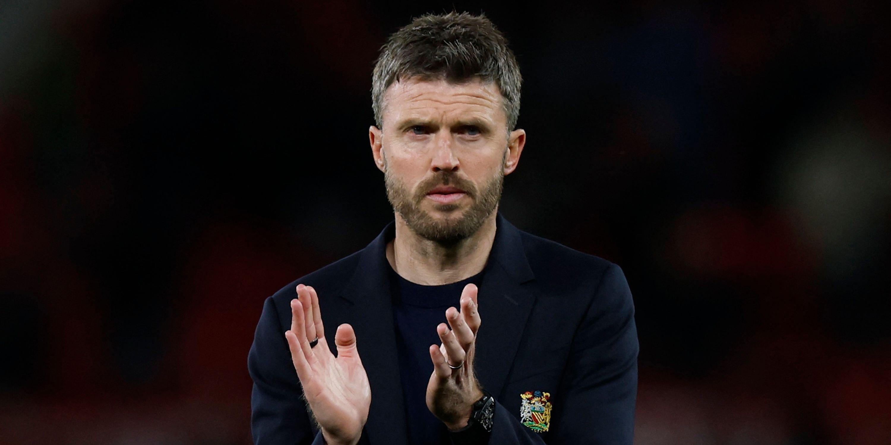 Manchester United manager Michael Carrick celebrates after the match