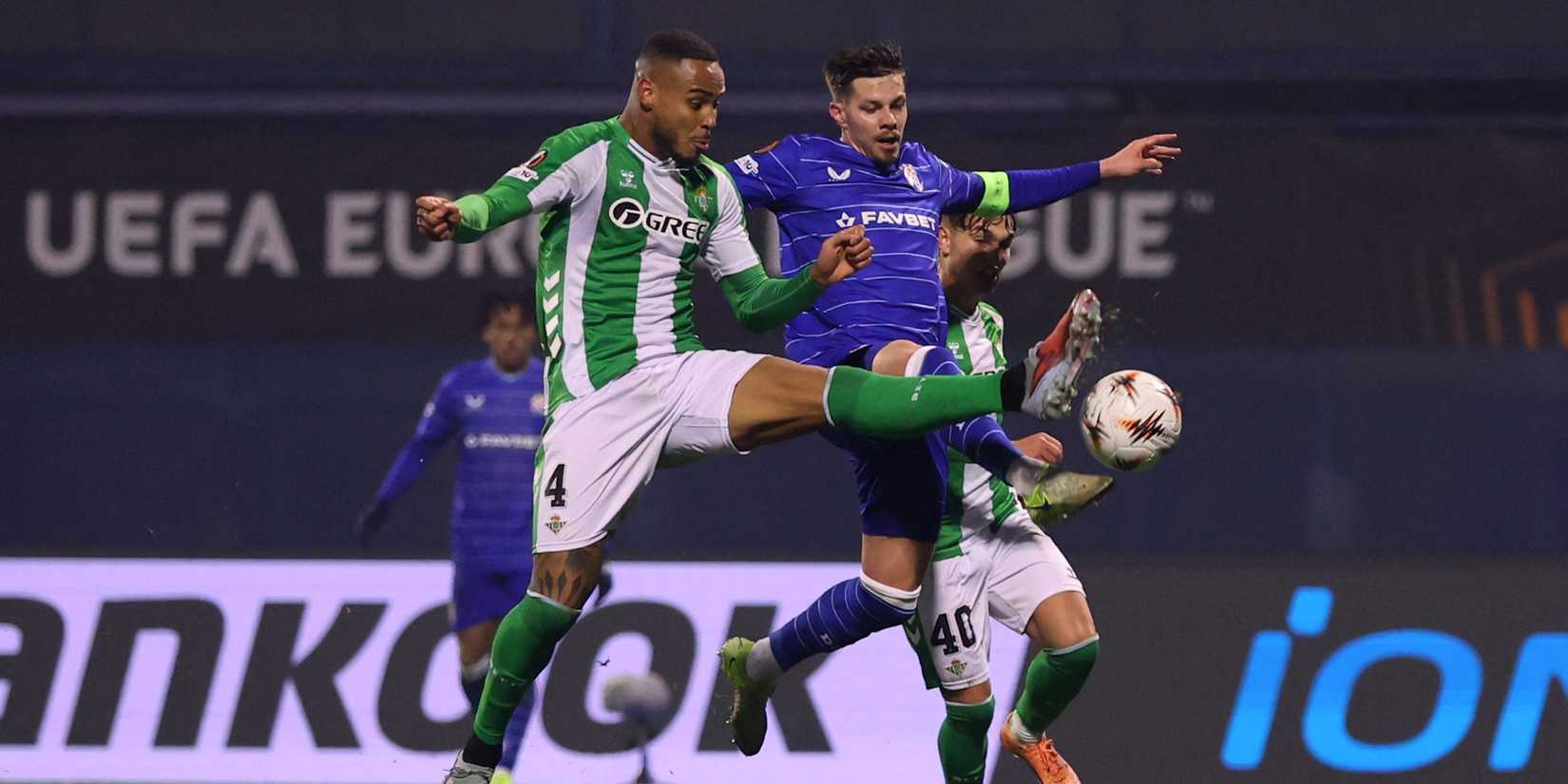 Real Betis' Natan in action with GNK Dinamo Zagreb's Miha Zajc