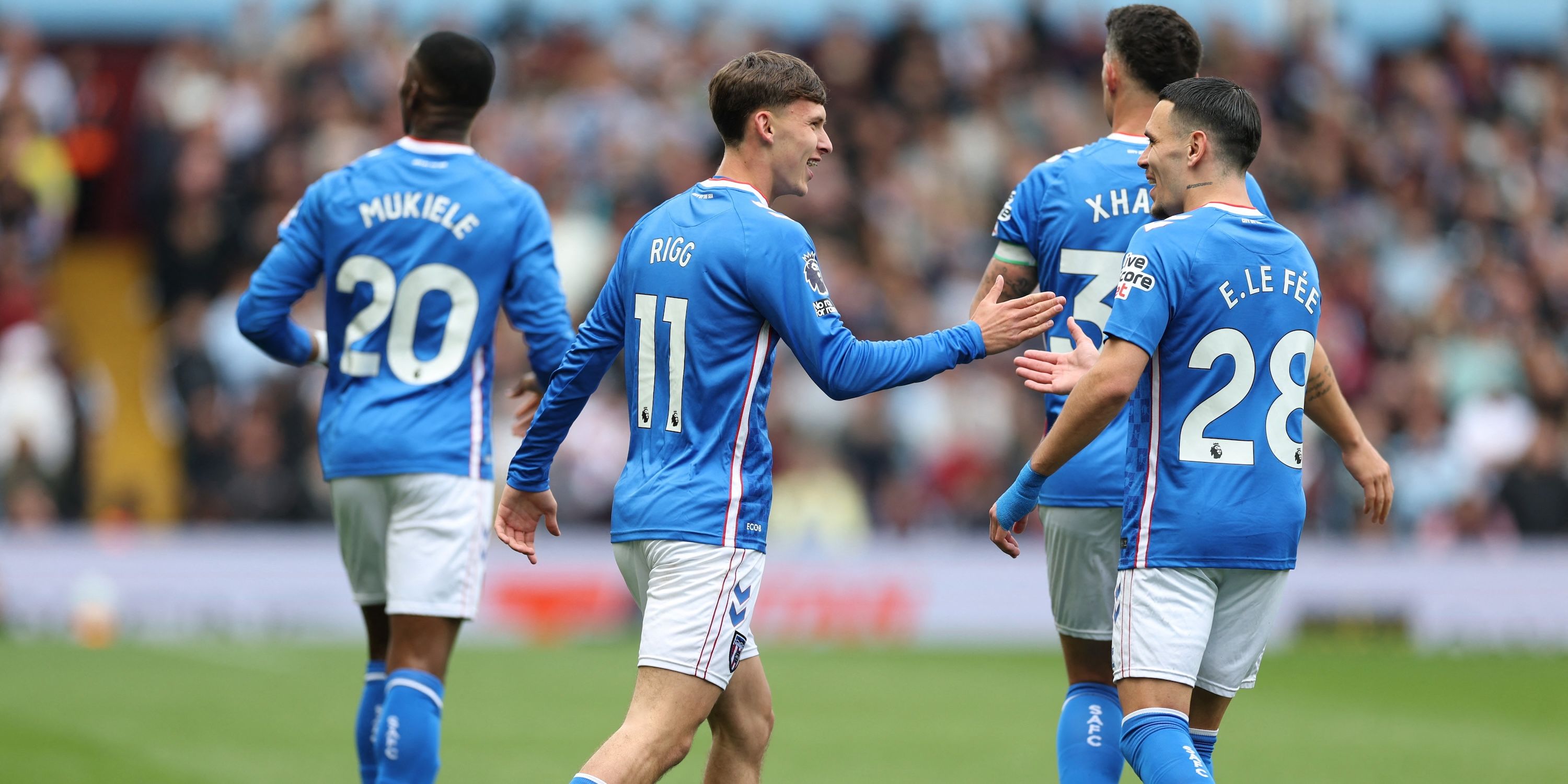 Sunderland's Chris Rigg celebrates scoring their first goal with Enzo Le Fee 
