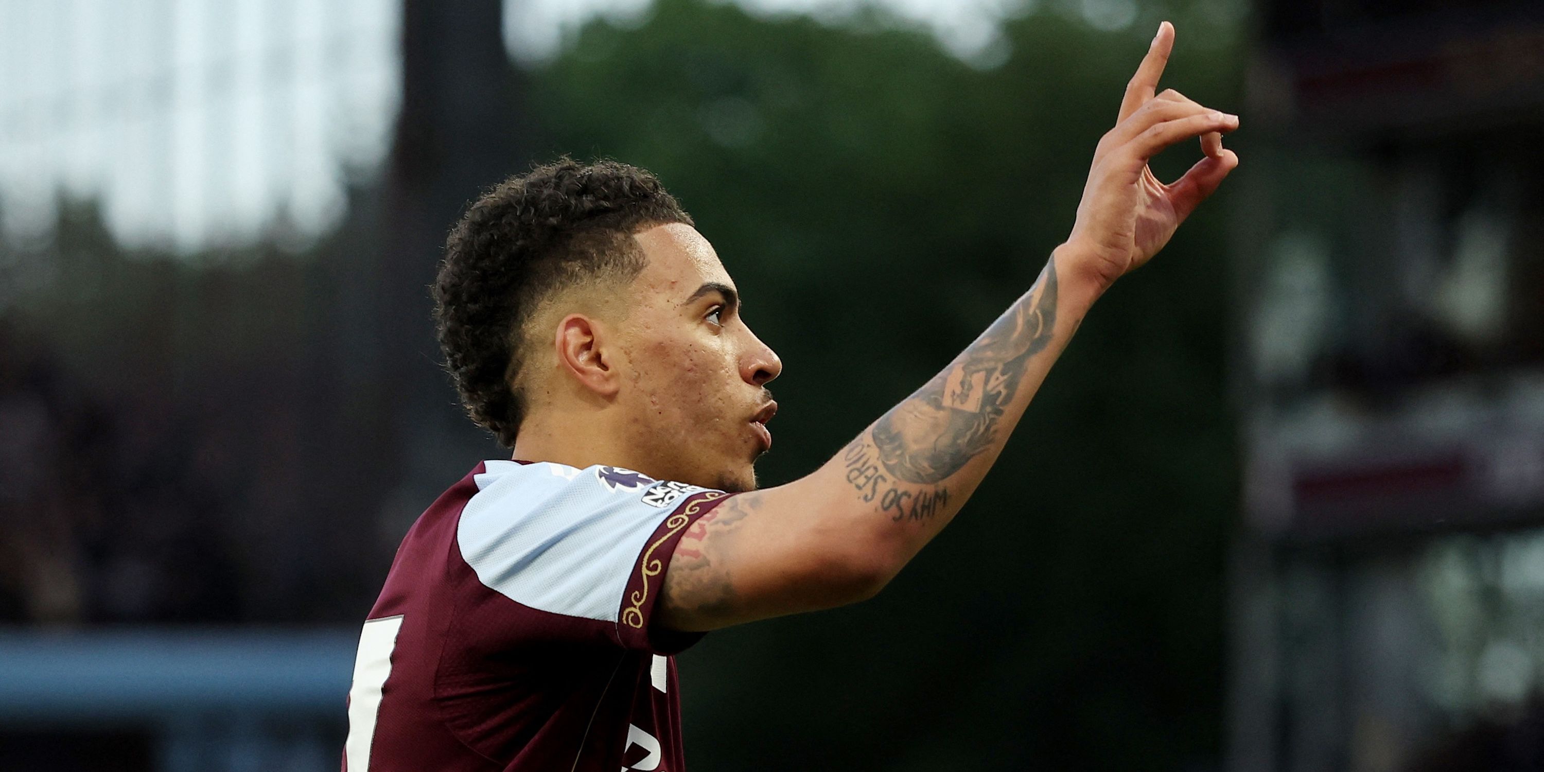 Aston Villa's Morgan Rogers celebrates scoring their first goal