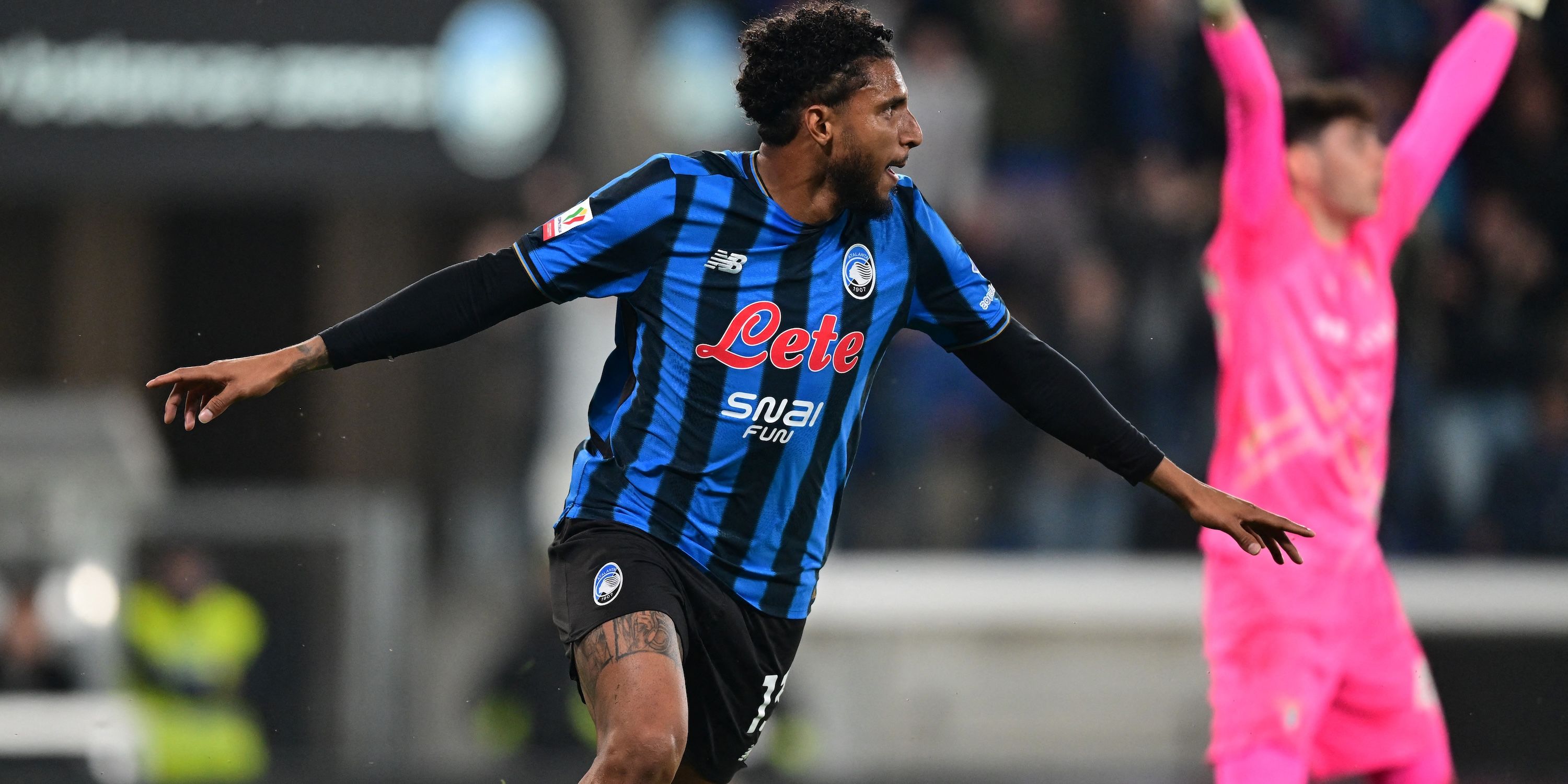 Atalanta's Ederson celebrates scoring their first goal 