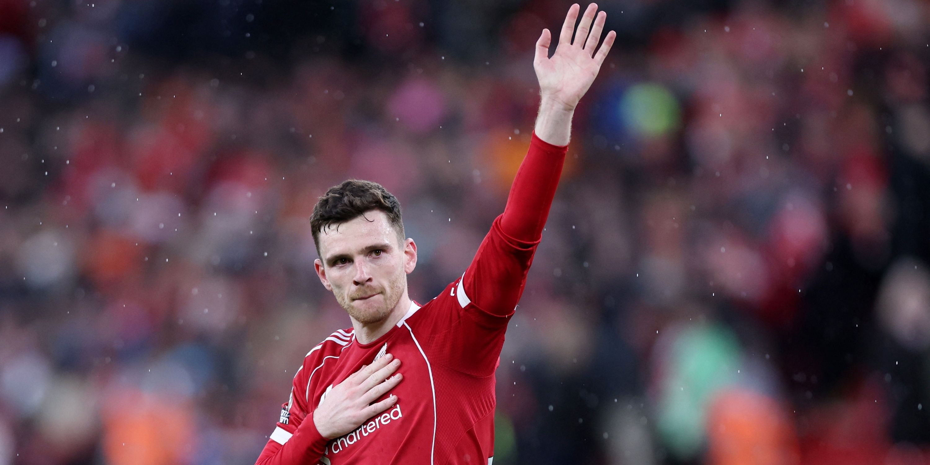 Liverpool's Andy Robertson celebrates after the match