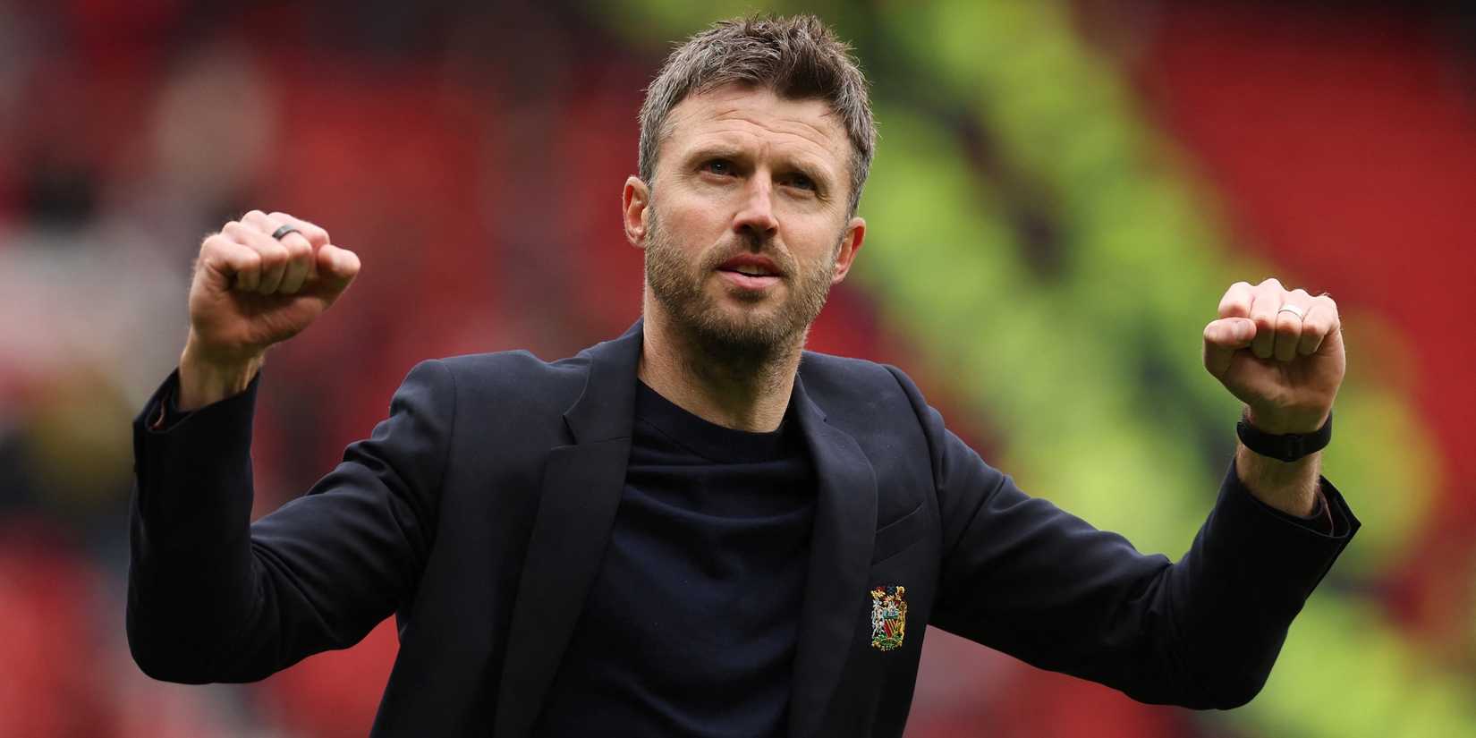 Manchester United manager Michael Carrick celebrates after the game
