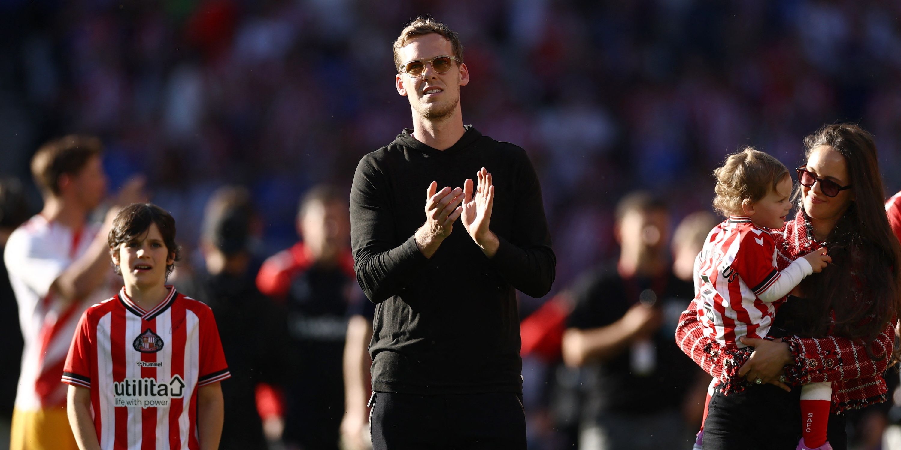 Sunderland owner Kyril Louis-Dreyfus applauds fans after the match