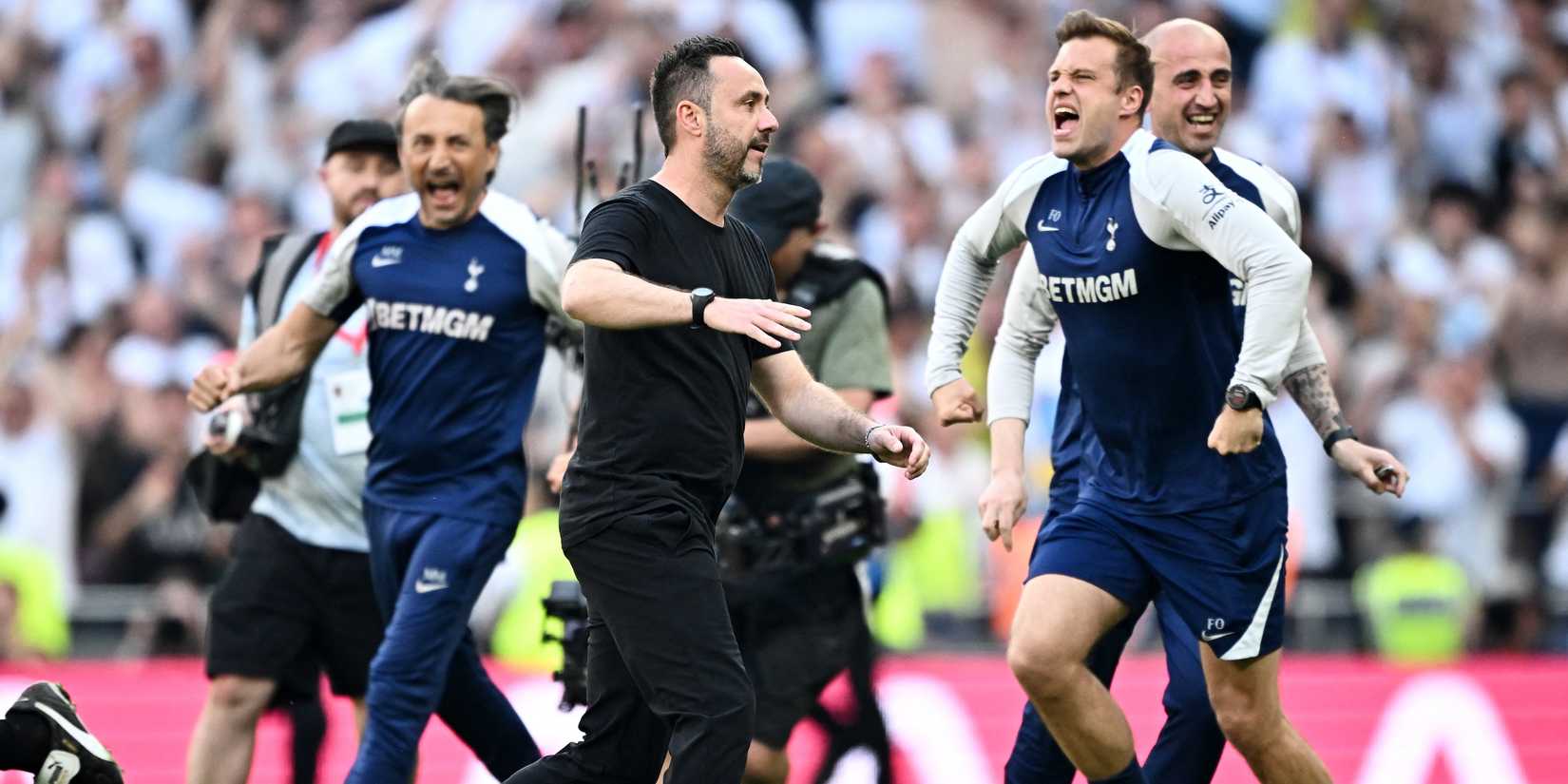 Tottenham Hotspur manager Roberto De Zerbi celebrates after the match-1