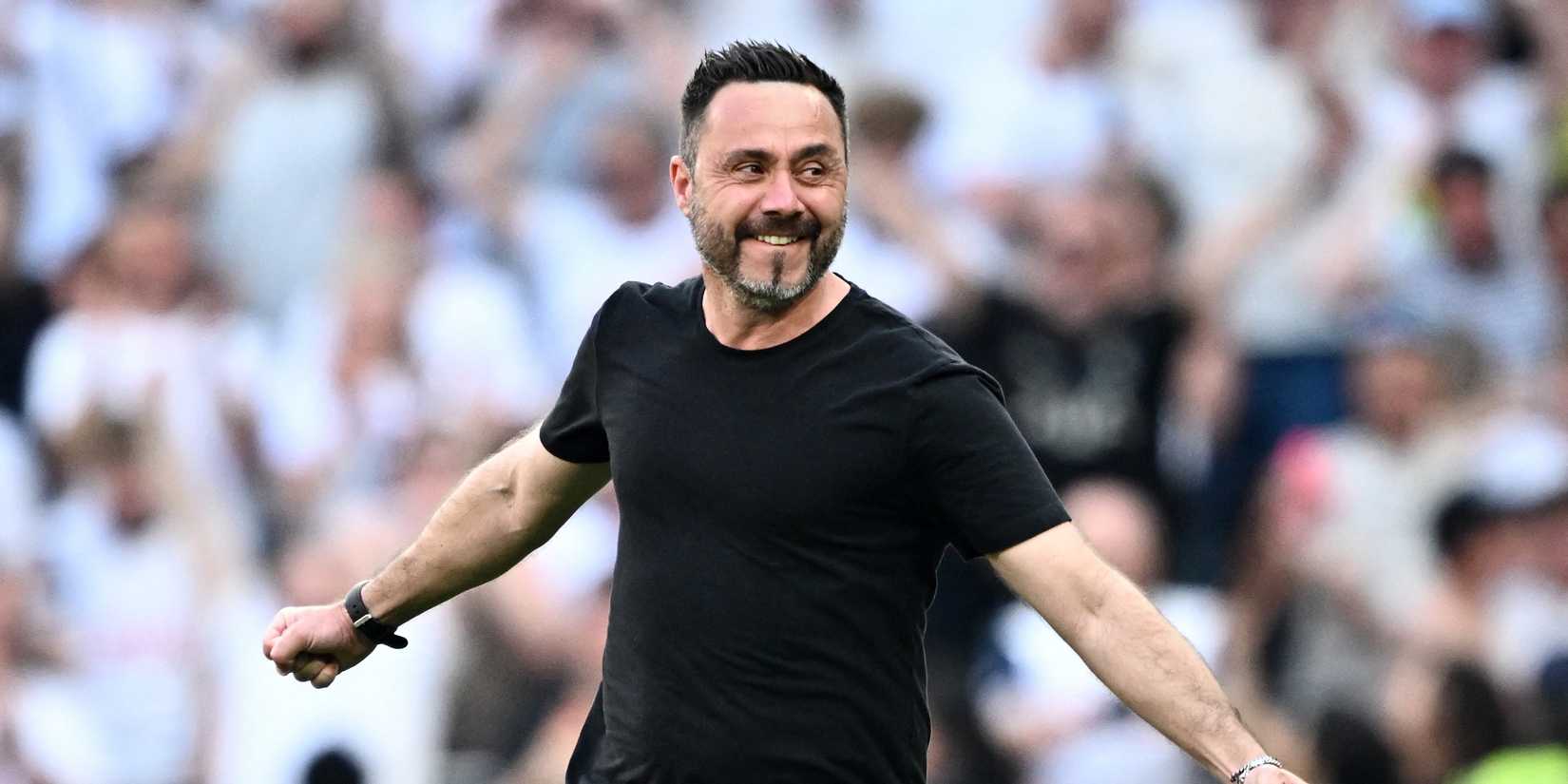 Tottenham Hotspur manager Roberto De Zerbi celebrates after the match-2