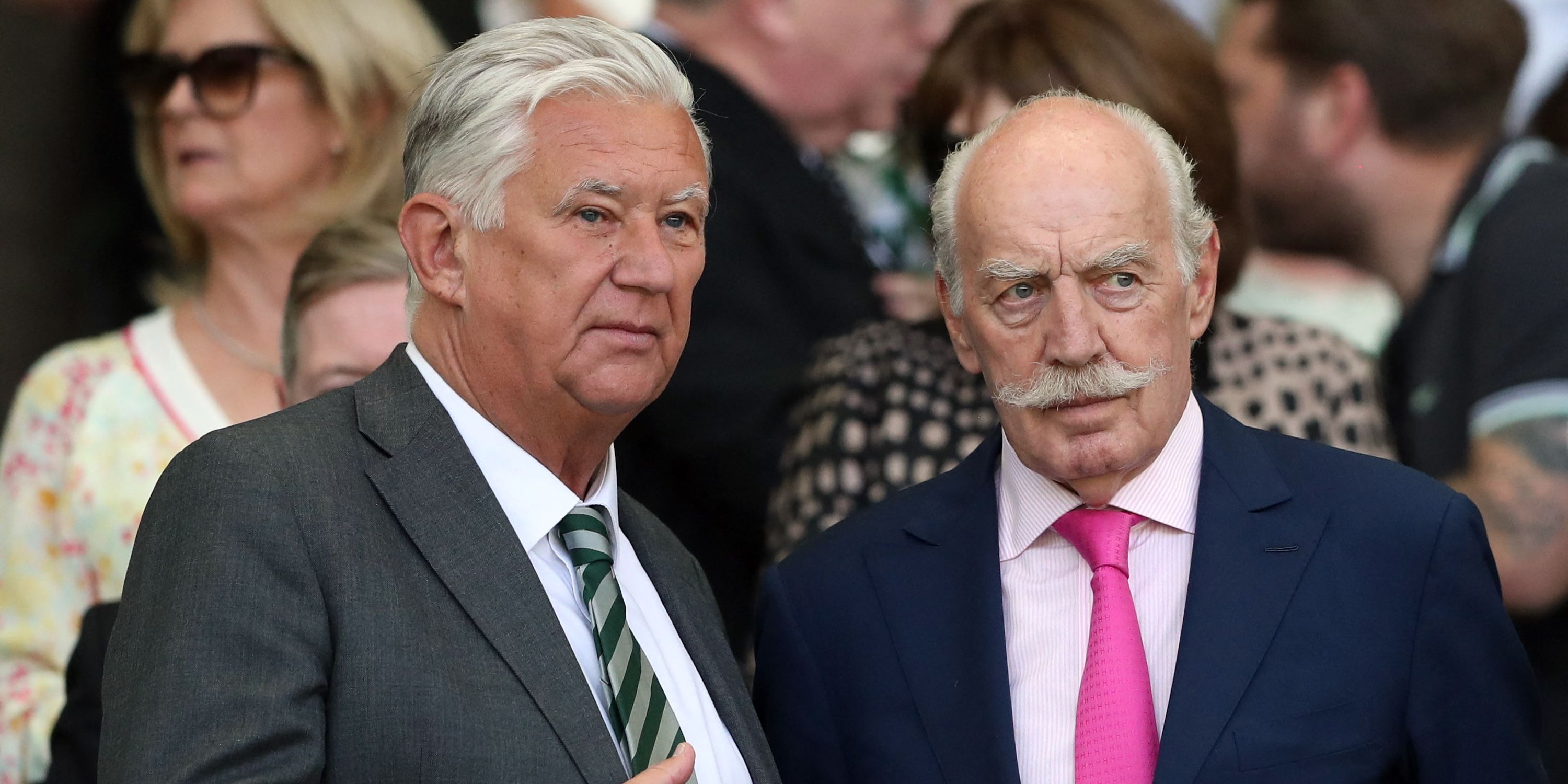Celtic owner Dermot Desmond and Peter Lawwell are seen after the match