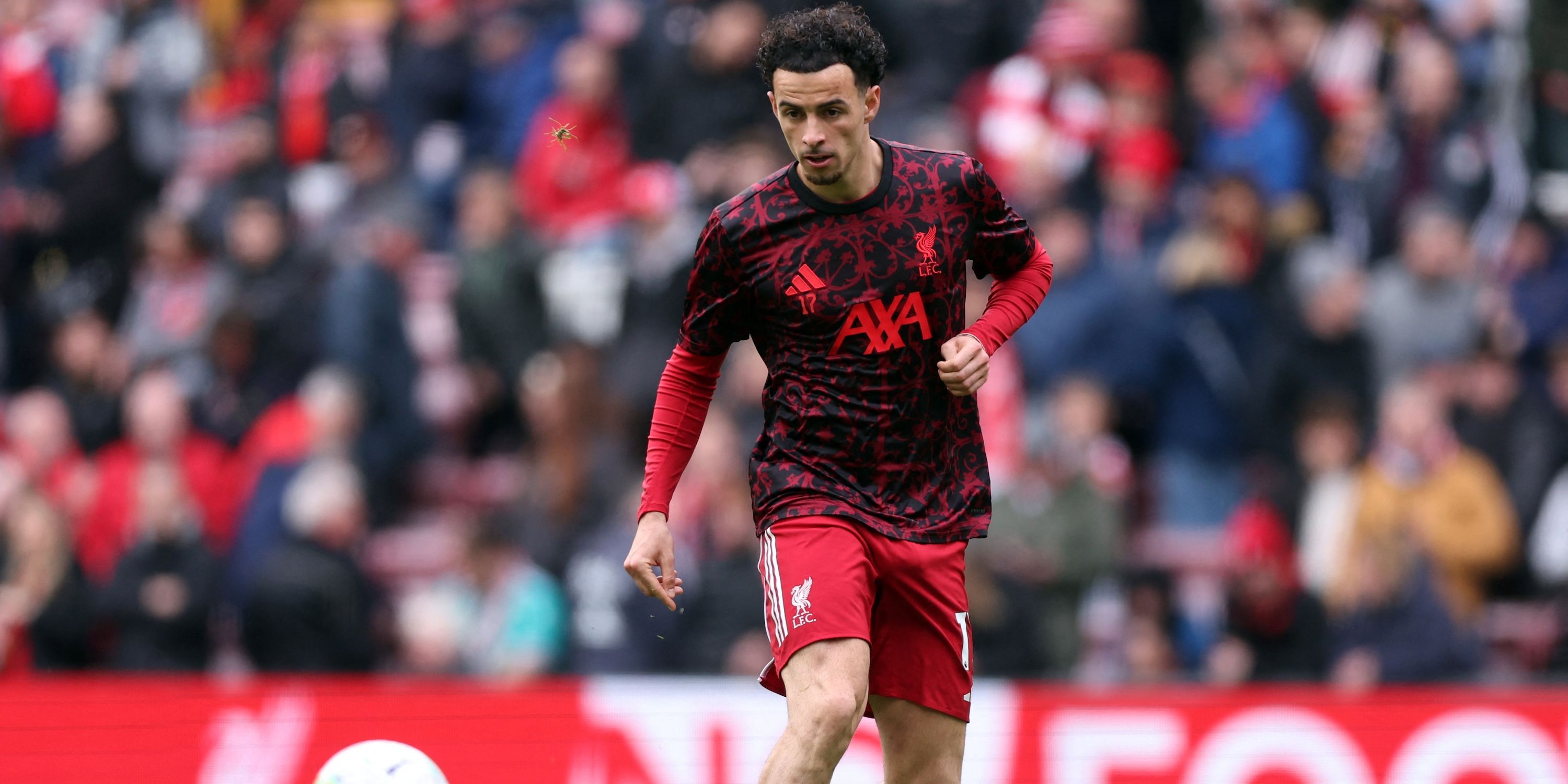Liverpool's Curtis Jones during the warm up before the match
